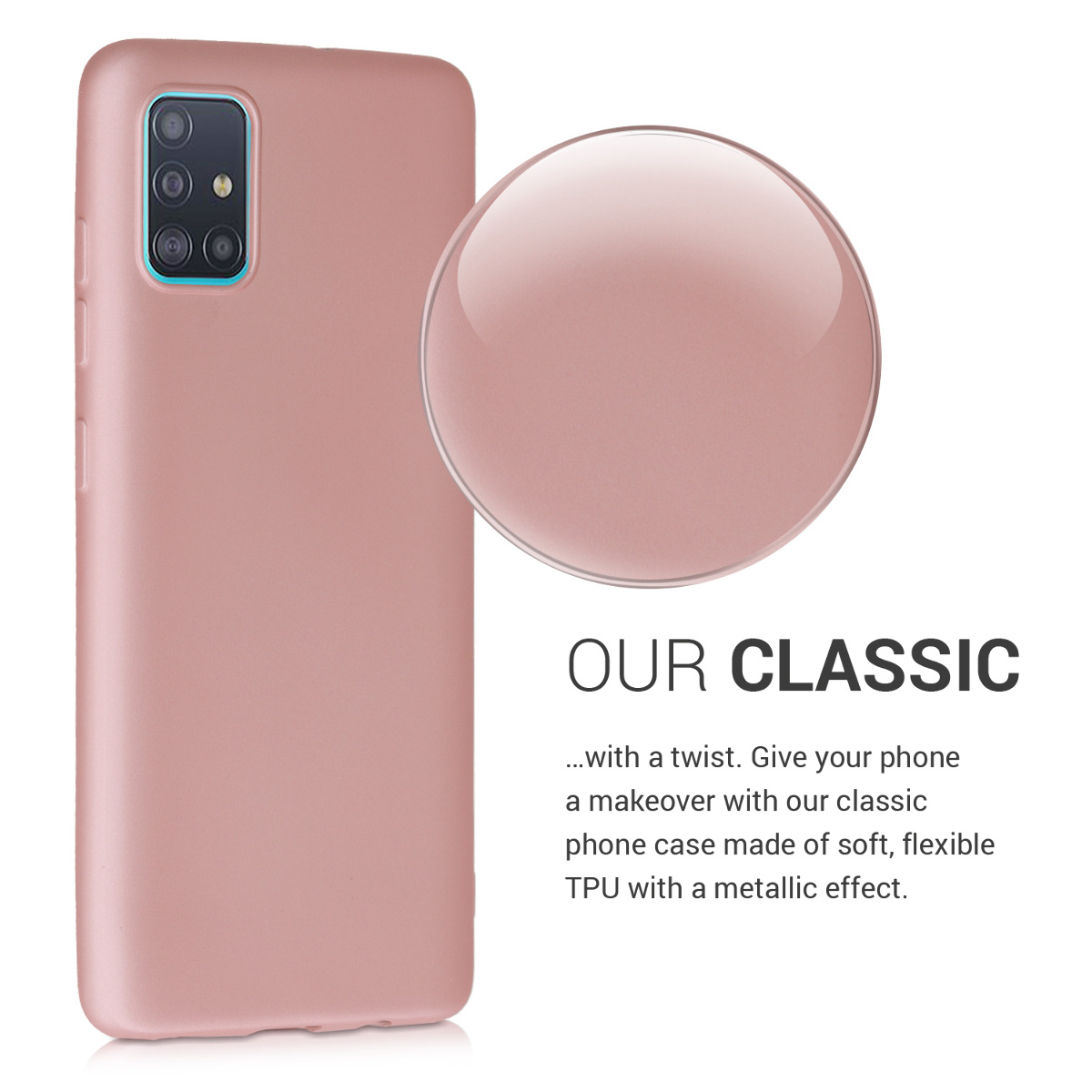 Pouzdro pro Samsung Galaxy A51 kwmobile tenké metalické silikonové - metalická růžové zlato