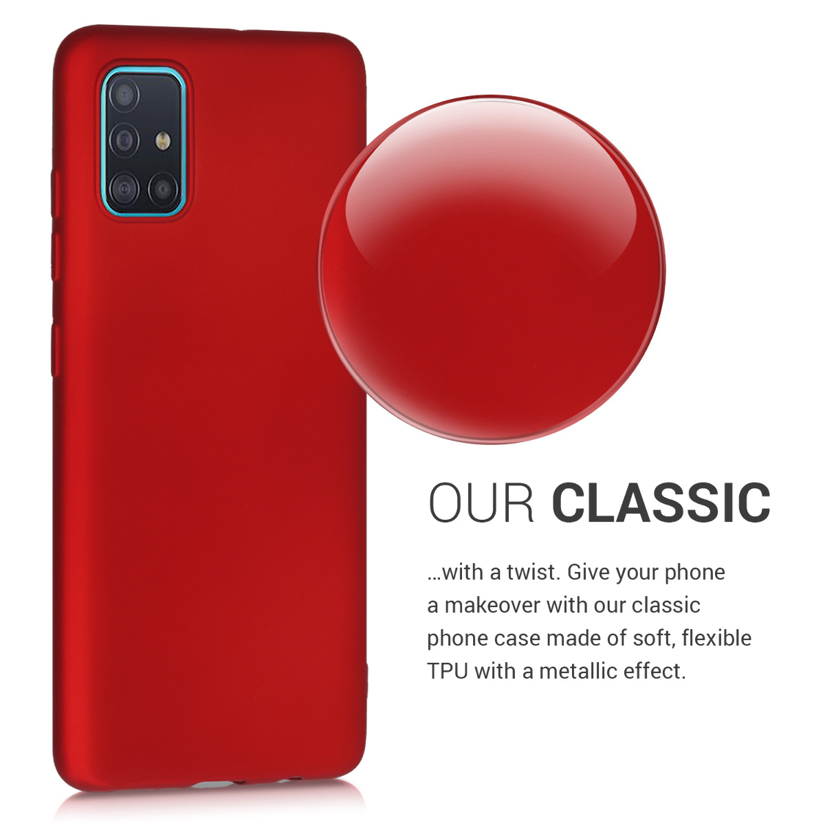 Kryt na mobil Samsung Galaxy A51 kwmobile TPU metalický Metalická tmavě červená