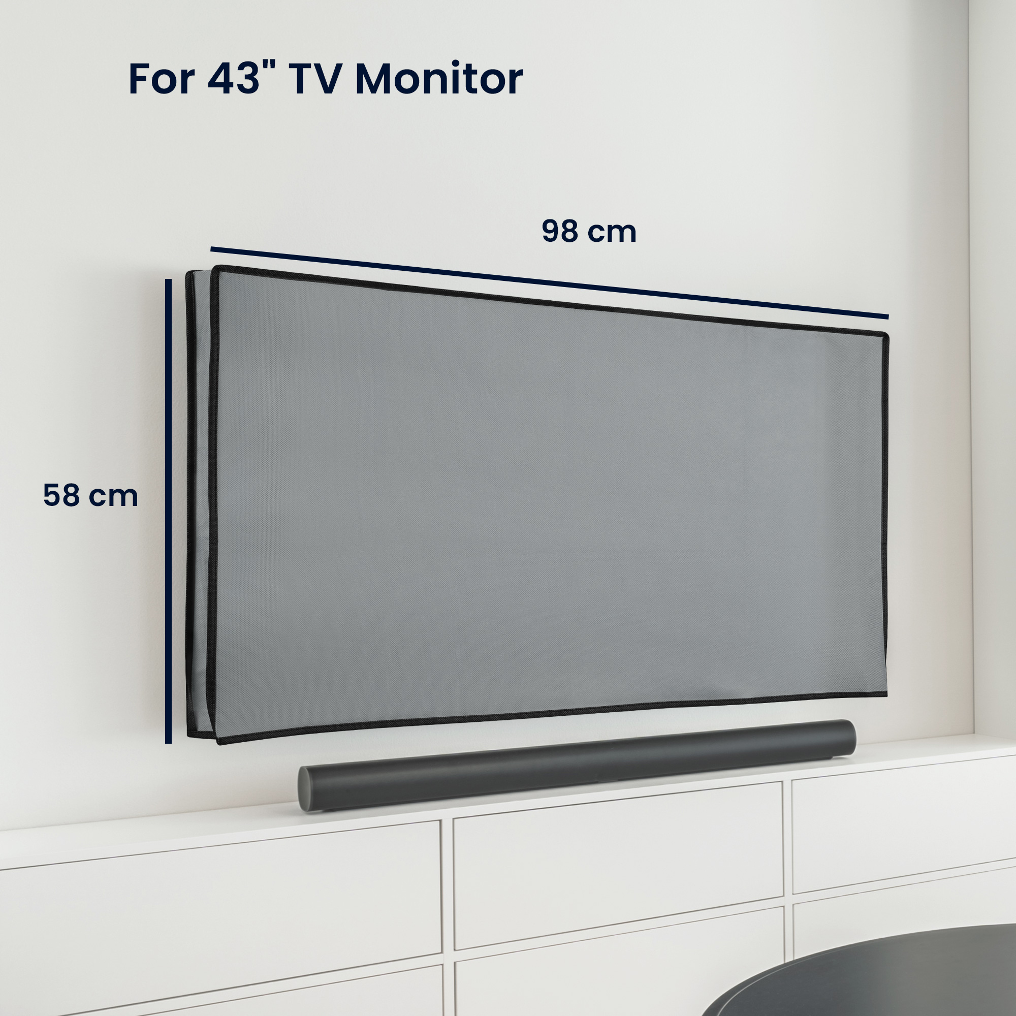 Vnitřní kryt na TV 43" kwmobile - syntetická látka světle šedá