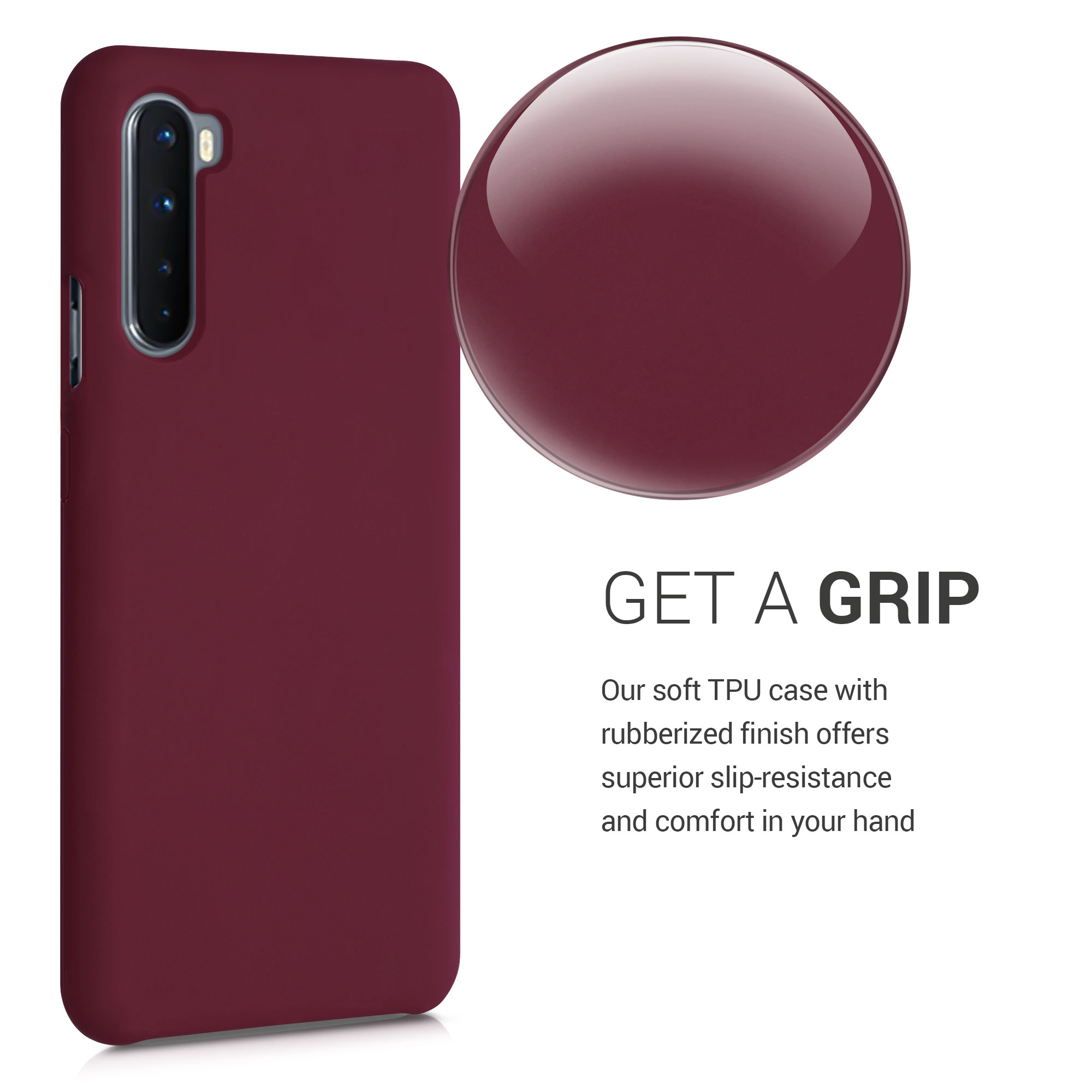 Kwmobile Silikonový kryt OnePlus Nord rebarborově červená