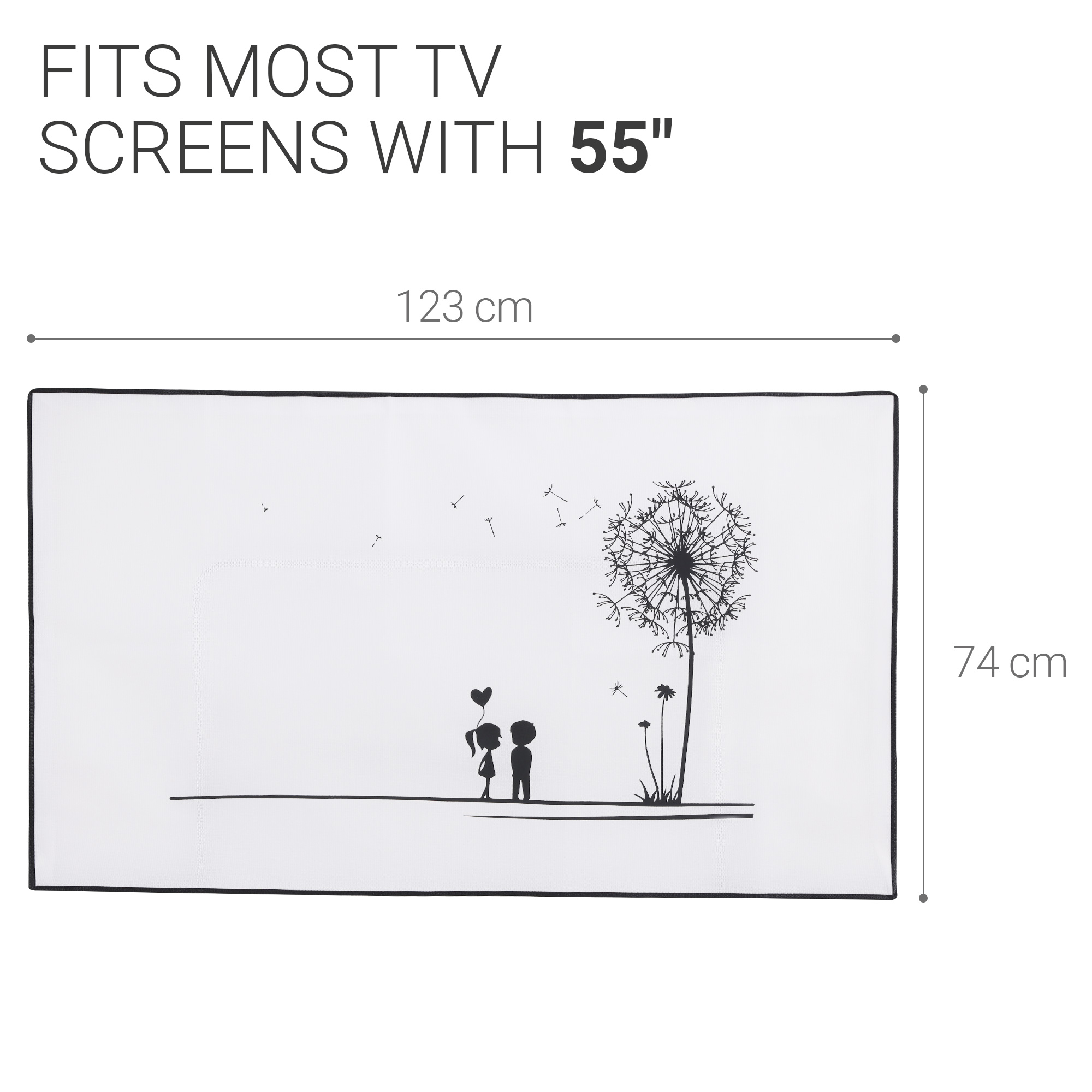 Vnitřní kryt na TV 55" kwmobile - syntetická látka černá / bílá