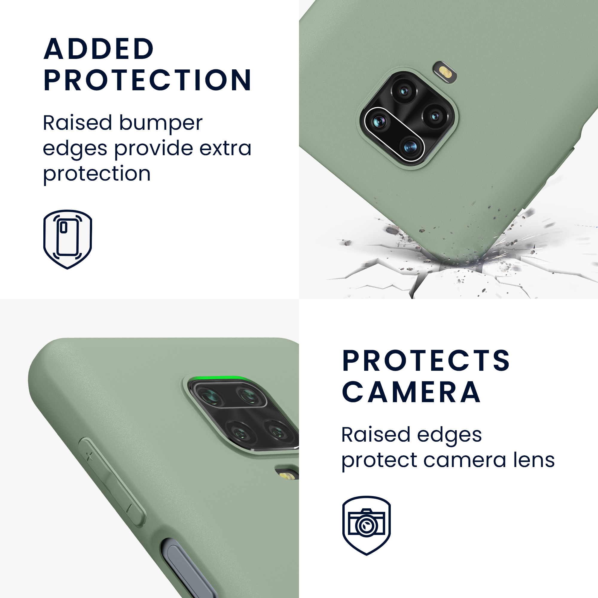 TPU kryt kwmobile pro Xiaomi Redmi Note 9S / 9 Pro / 9 Pro Max - šedozelená