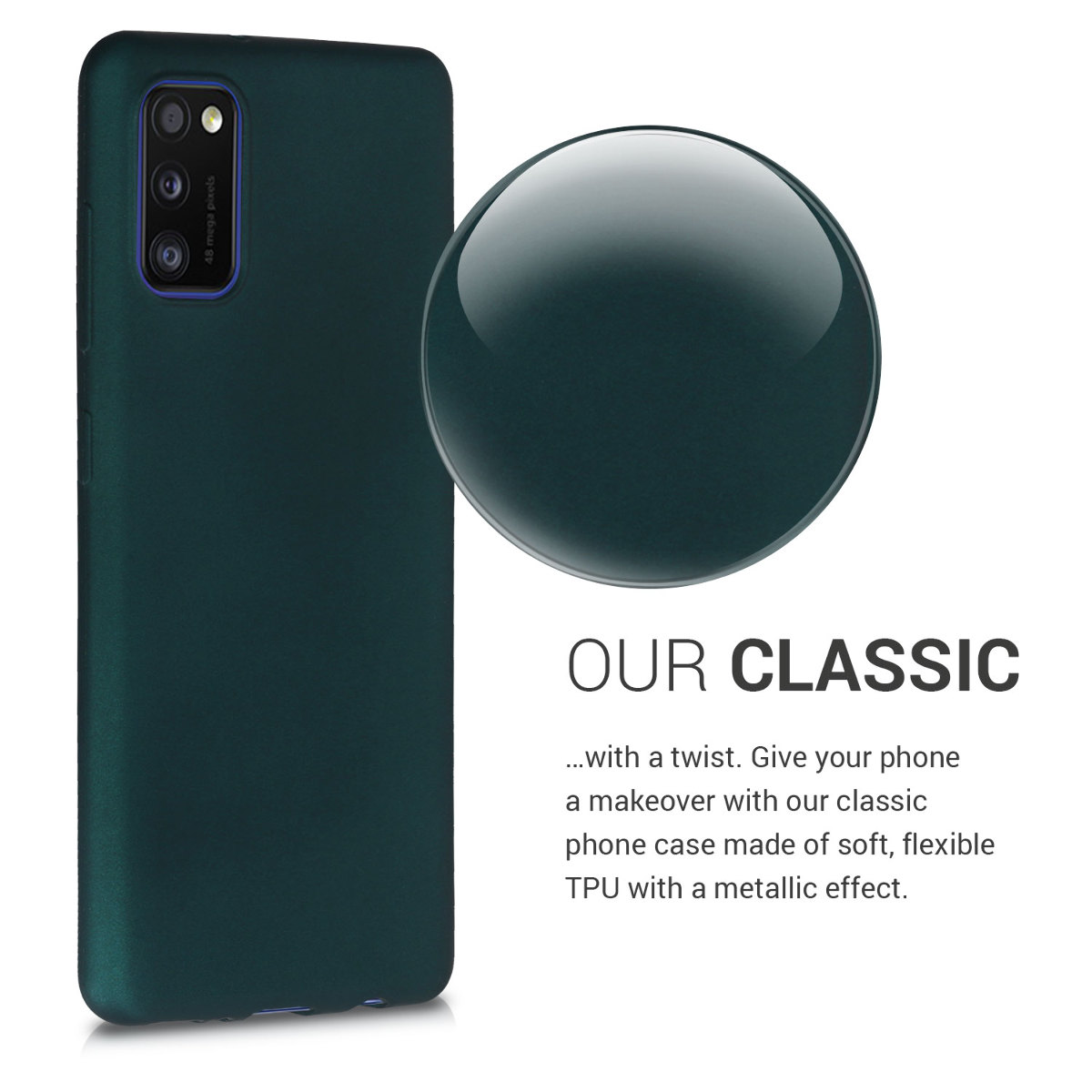 Kryt na mobil Samsung Galaxy A41 kwmobile TPU metalický Metalická petrolejová