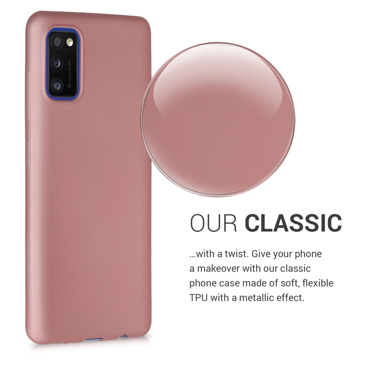 Kryt na mobil Samsung Galaxy A41 kwmobile TPU metalický Metalická růžová zlatá