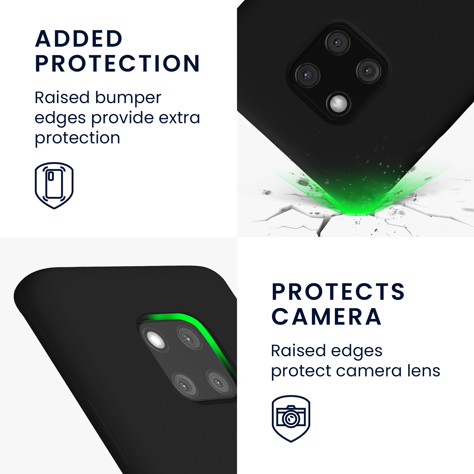 Silikonový kryt pro Huawei Mate 20 Pro, nárazuvzdorný, pro bezdrátové nabíjení kwmobile ‑ černá