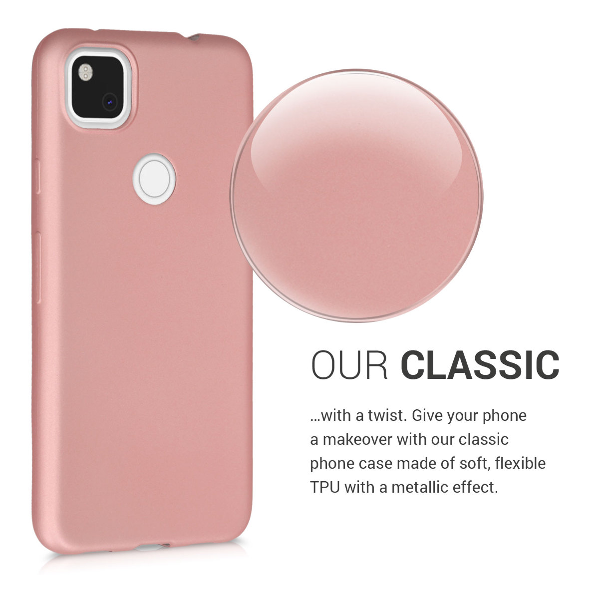 Zadní kryt kwmobile pro Google Pixel 4a - metalická růžově zlatá