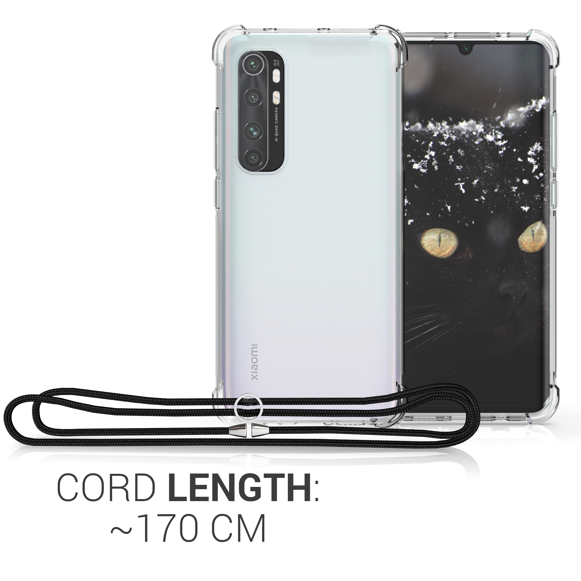 Crossbody kryt kwmobile Xiaomi Mi Note 10 Lite, černá / transparentní