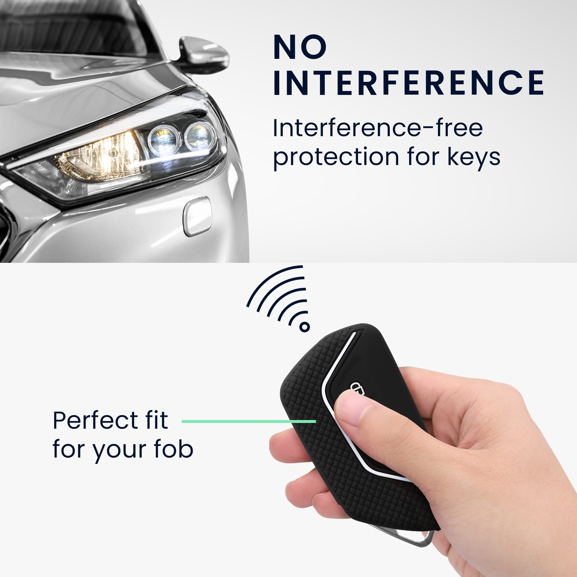 Pouzdro na klíč od auta kwmobile pro VW Golf 8, ID.3/ID.4/ID.5/ID.7, Seat/Škoda/Cupra - lesklá černá / bílá