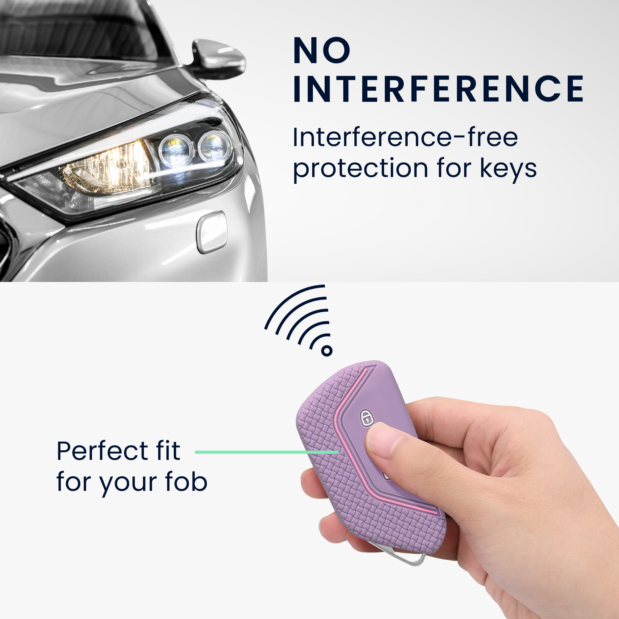Pouzdro na klíč od auta kwmobile pro VW Golf 8, ID.3/ID.4/ID.5/ID.7, Seat/Škoda/Cupra - levandulová / růžová