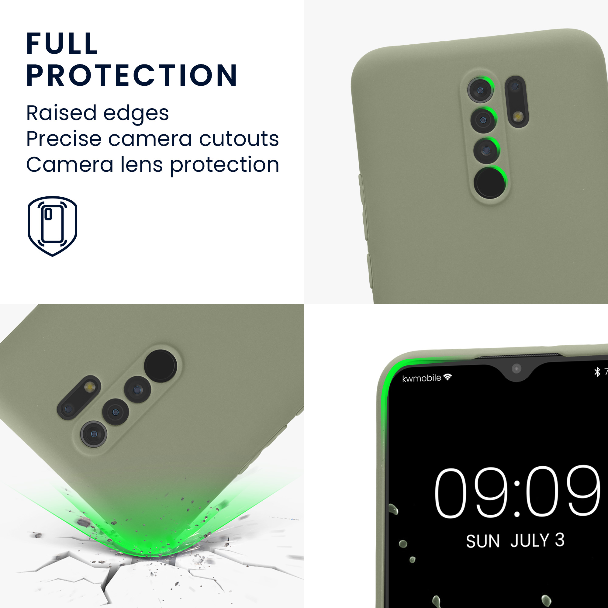 Kryt Xiaomi Redmi 9 silikonový TPU šedozelená kwmobile