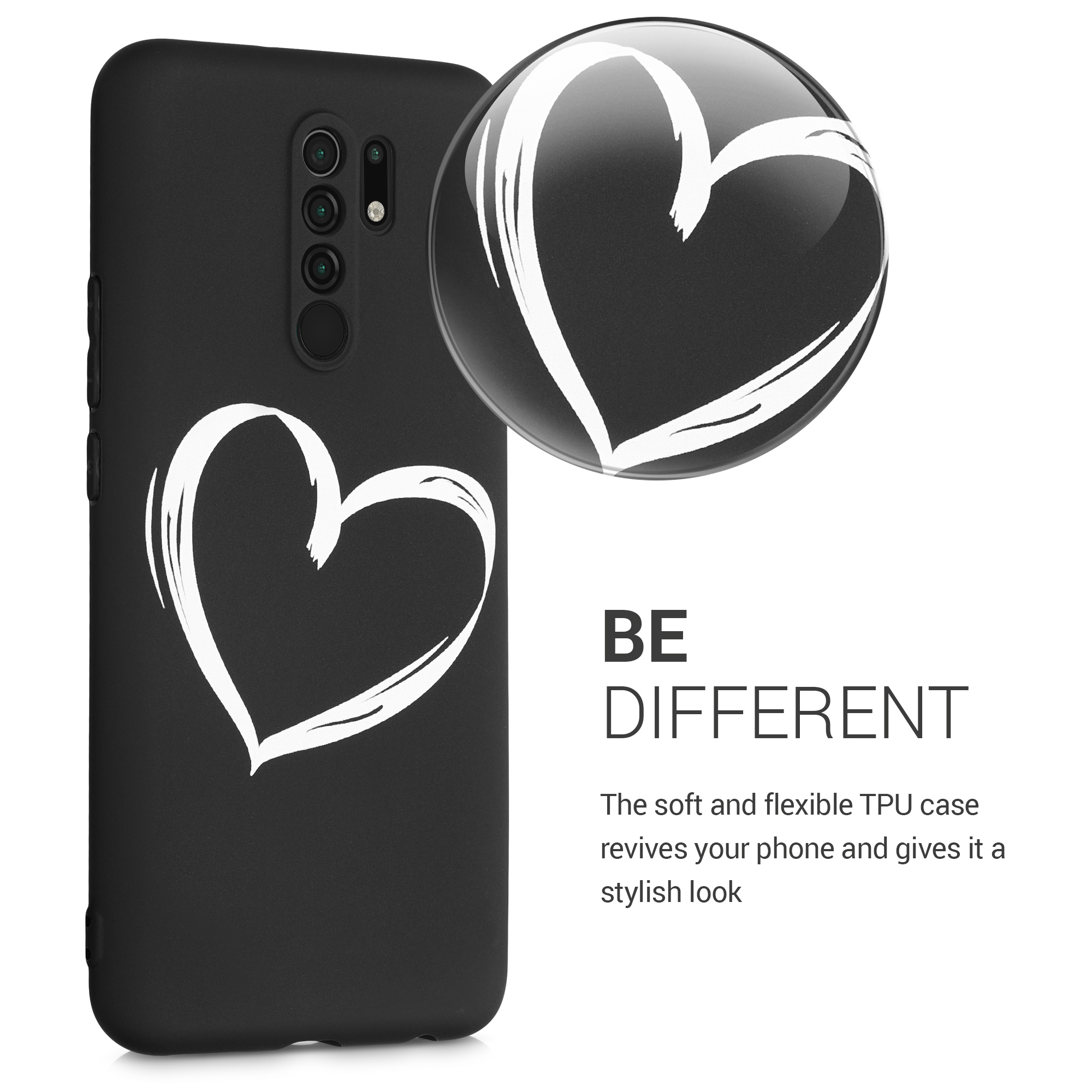 Kryt Xiaomi Redmi 9 silikonový TPU bílá/černá kwmobile