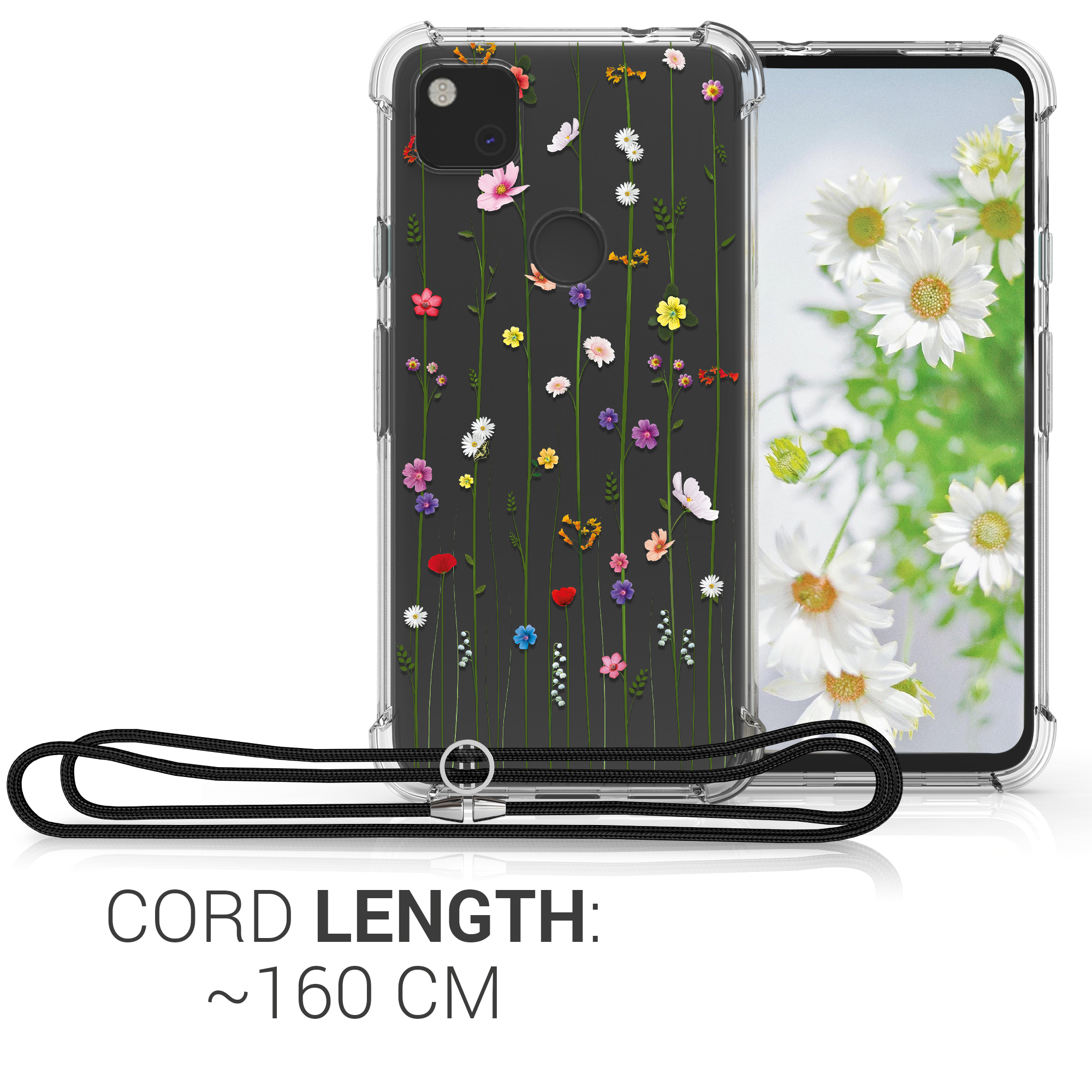 Crossbody kryt kwmobile pro Google Pixel 4a - wildflower vines multicolor / transparent