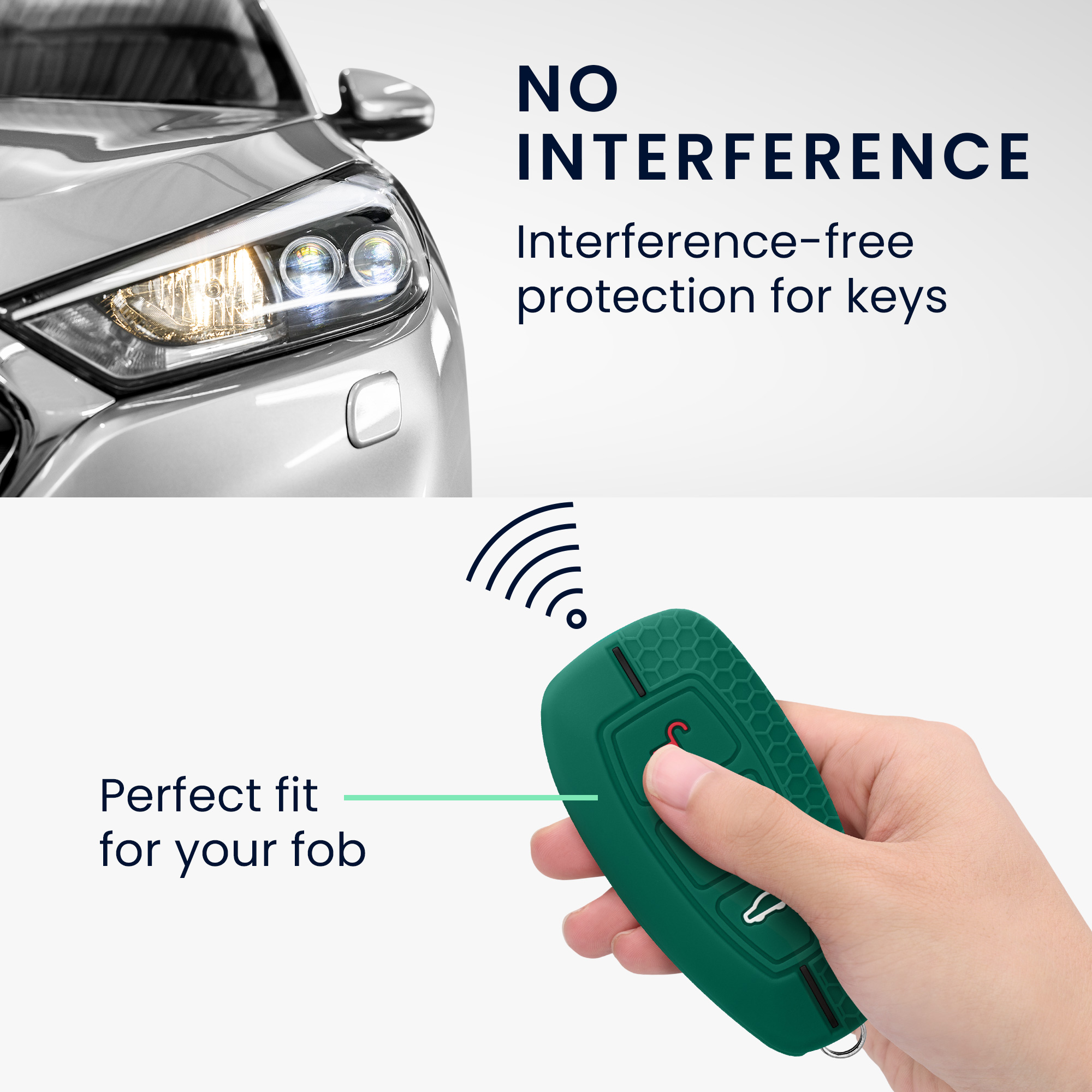 Kryt klíče Ford 3 tlačítka Keyless Go kwmobile tmavě zelená / čer