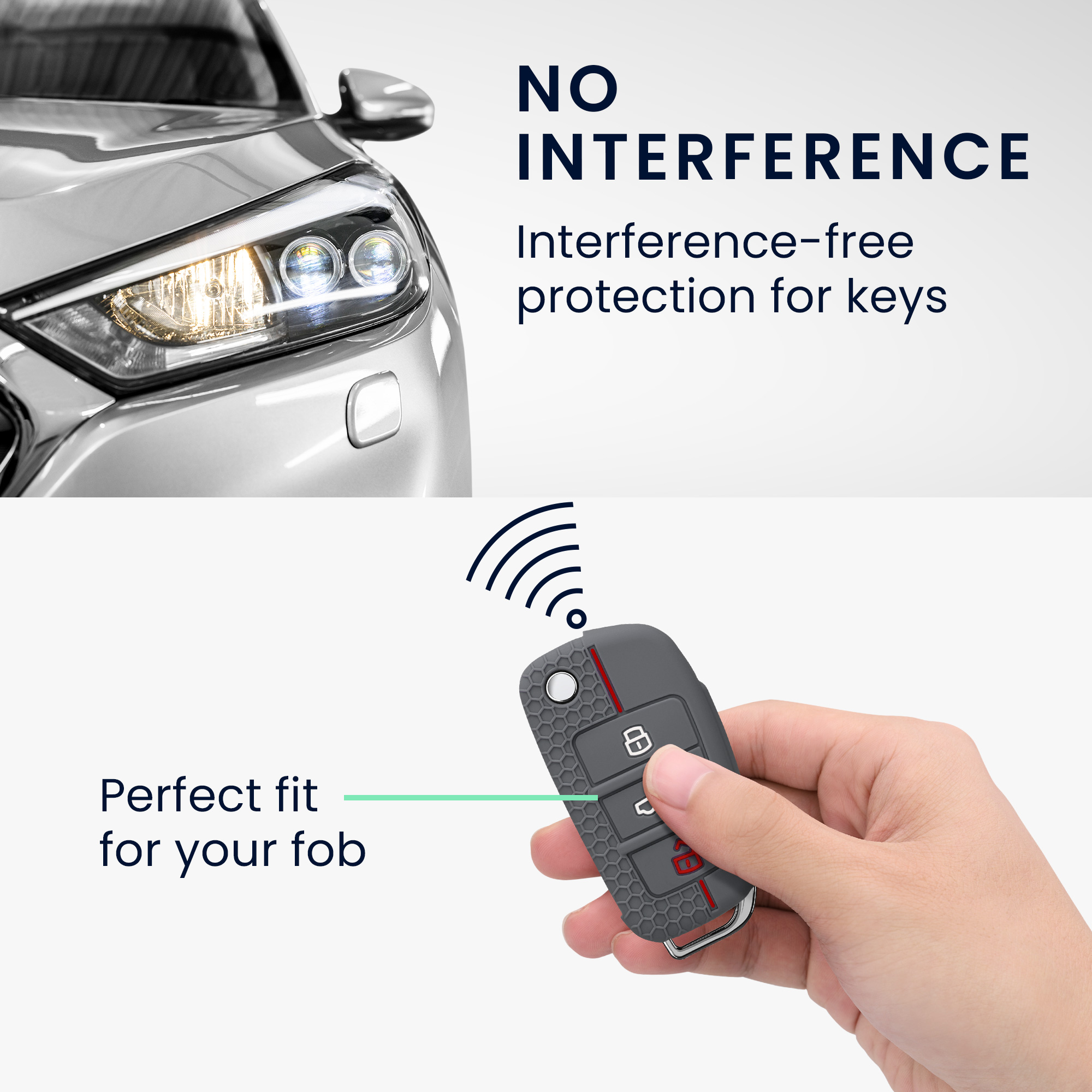 Silikonové pouzdro na klíč od auta Audi Flip Key protiskluzové šedo-červené