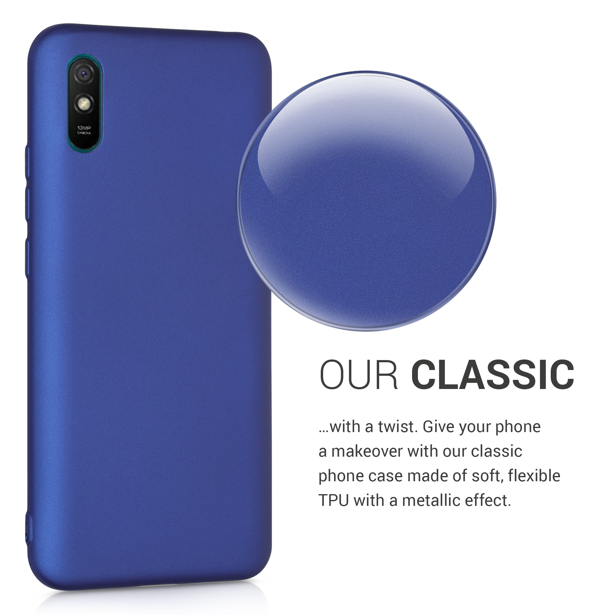 Kryt Xiaomi Redmi 9A metalický TPU modrá kwmobile