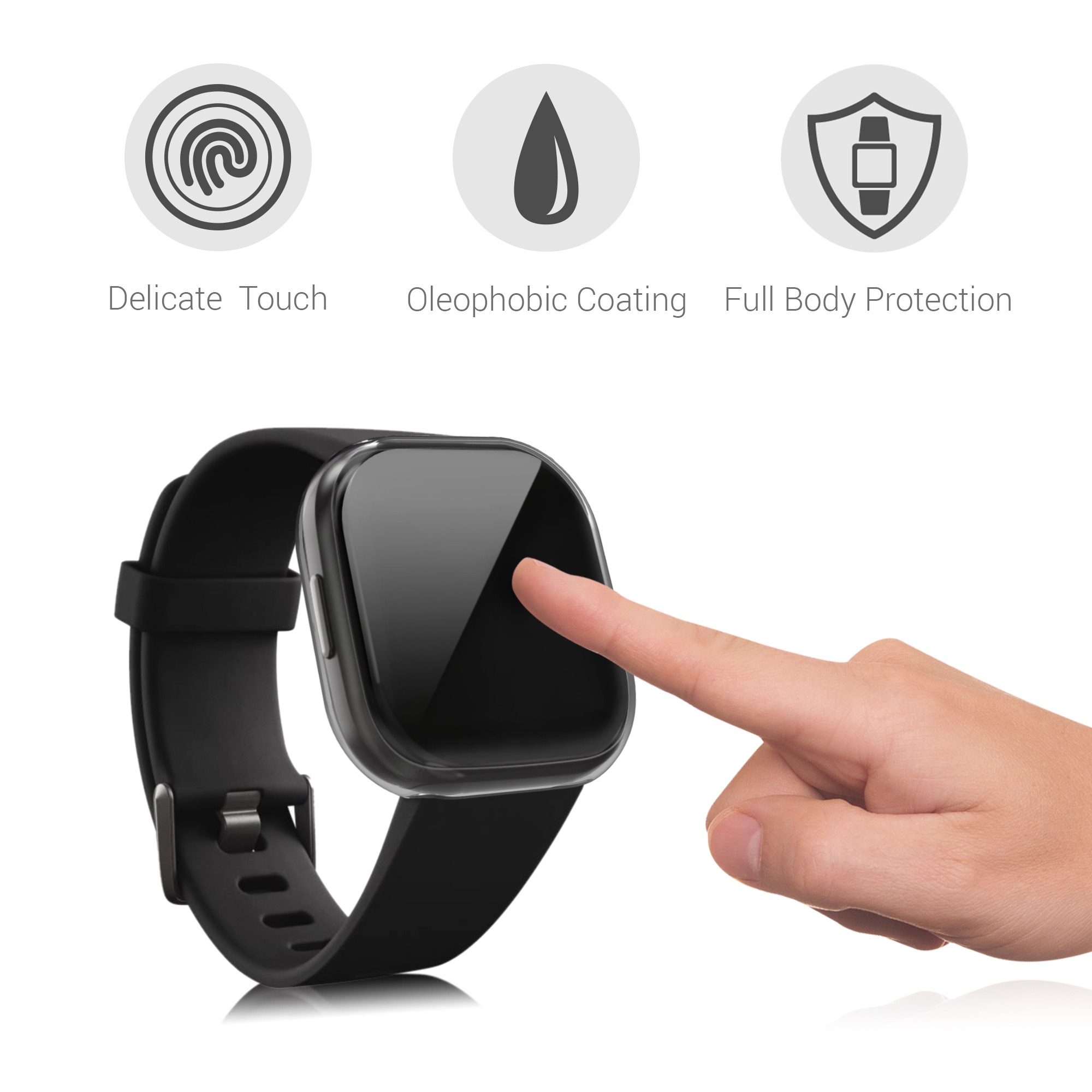 2 ks Ochranný kryt na hodinky kwmobile pro Fitbit Versa 3 / Sense - transparentní
