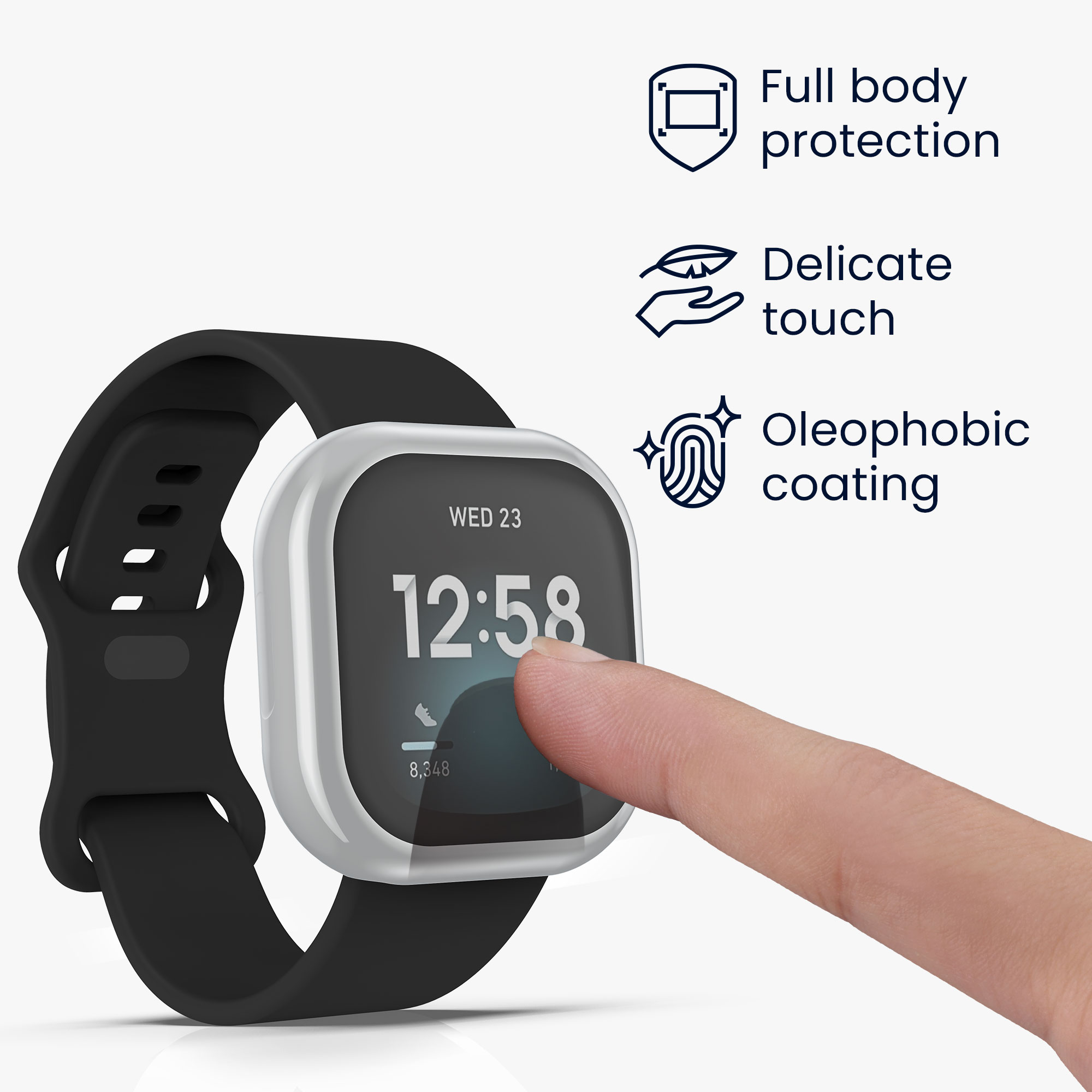 2 ks Ochranný kryt na hodinky kwmobile pro Fitbit Versa 3 / Sense - černá / stříbrná