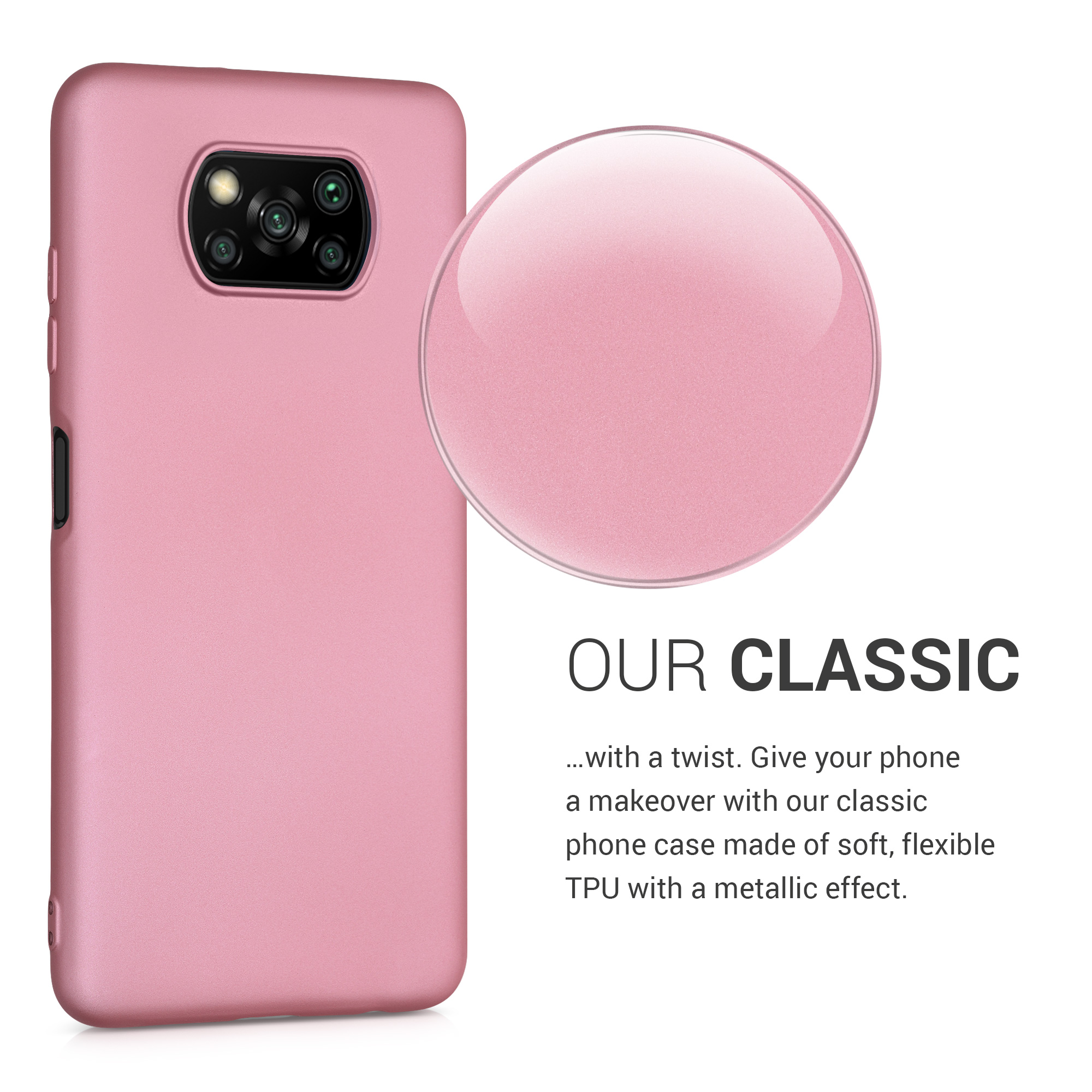 Kryt Xiaomi Poco X3 NFC metalický TPU metalická růžovo-zlatá kwmobile