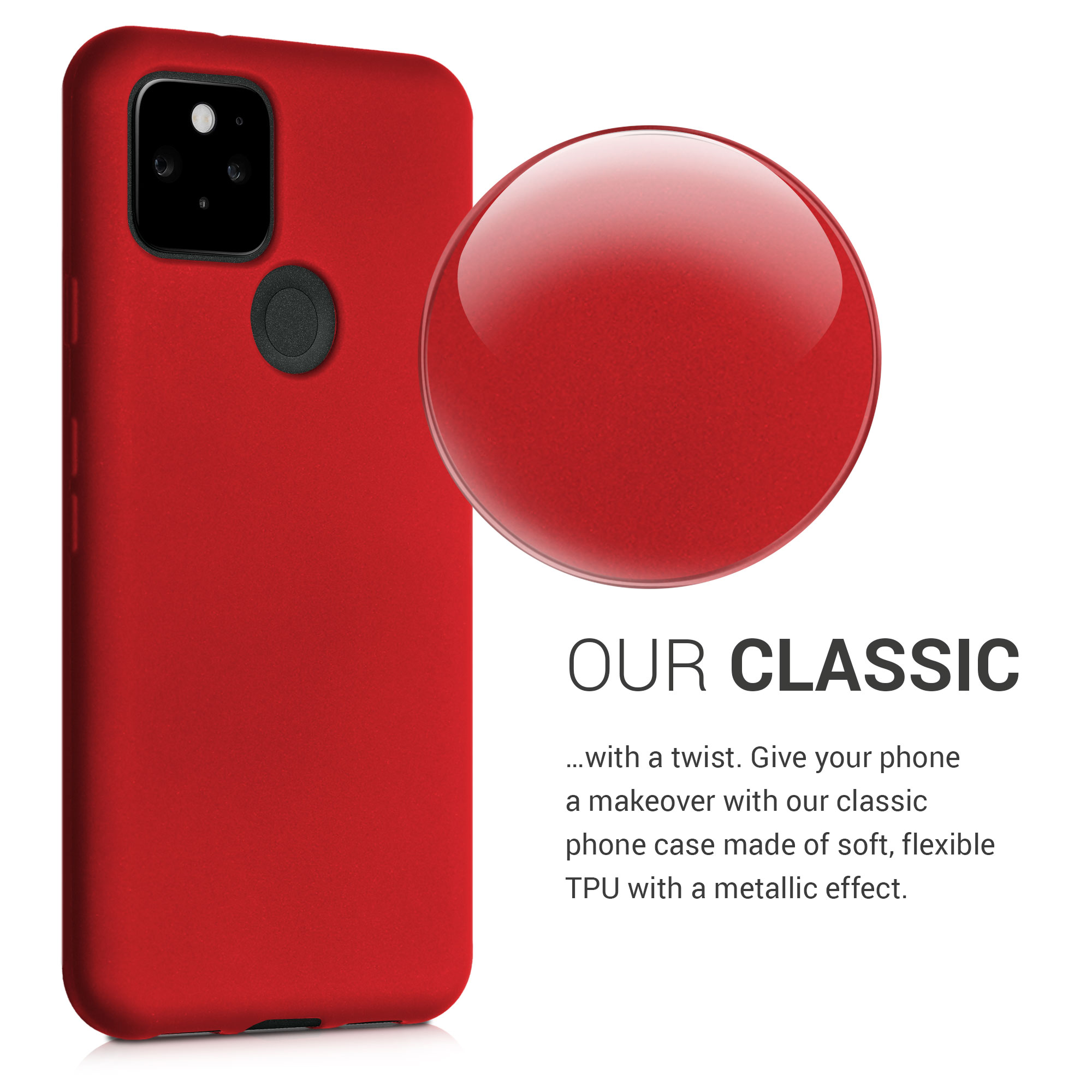 Zadní kryt kwmobile pro Google Pixel 5 - metalická tmavě červená