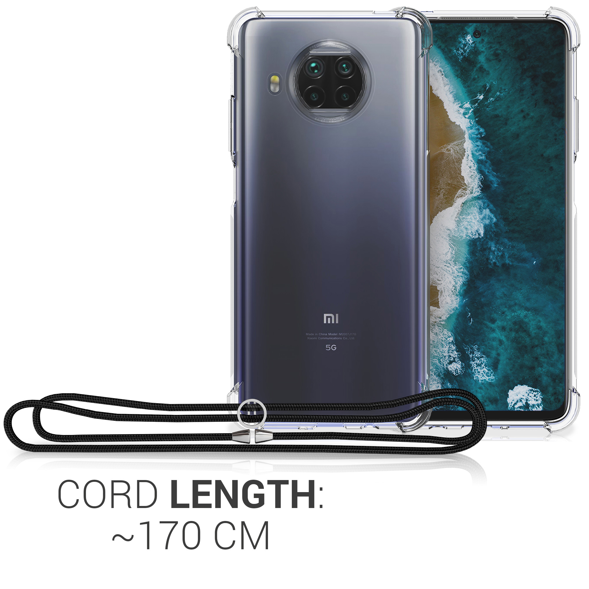 Crossbody kryt kwmobile Xiaomi Mi 10T Lite, černá / transparentní