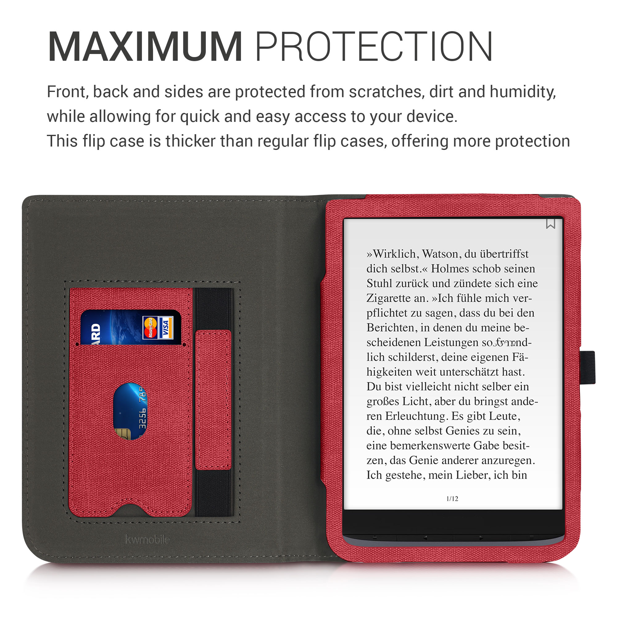 Pouzdro na čtečku kwmobile pro Pocketbook InkPad 3 / 3 Pro / Color /… - červená / tmavě šedá