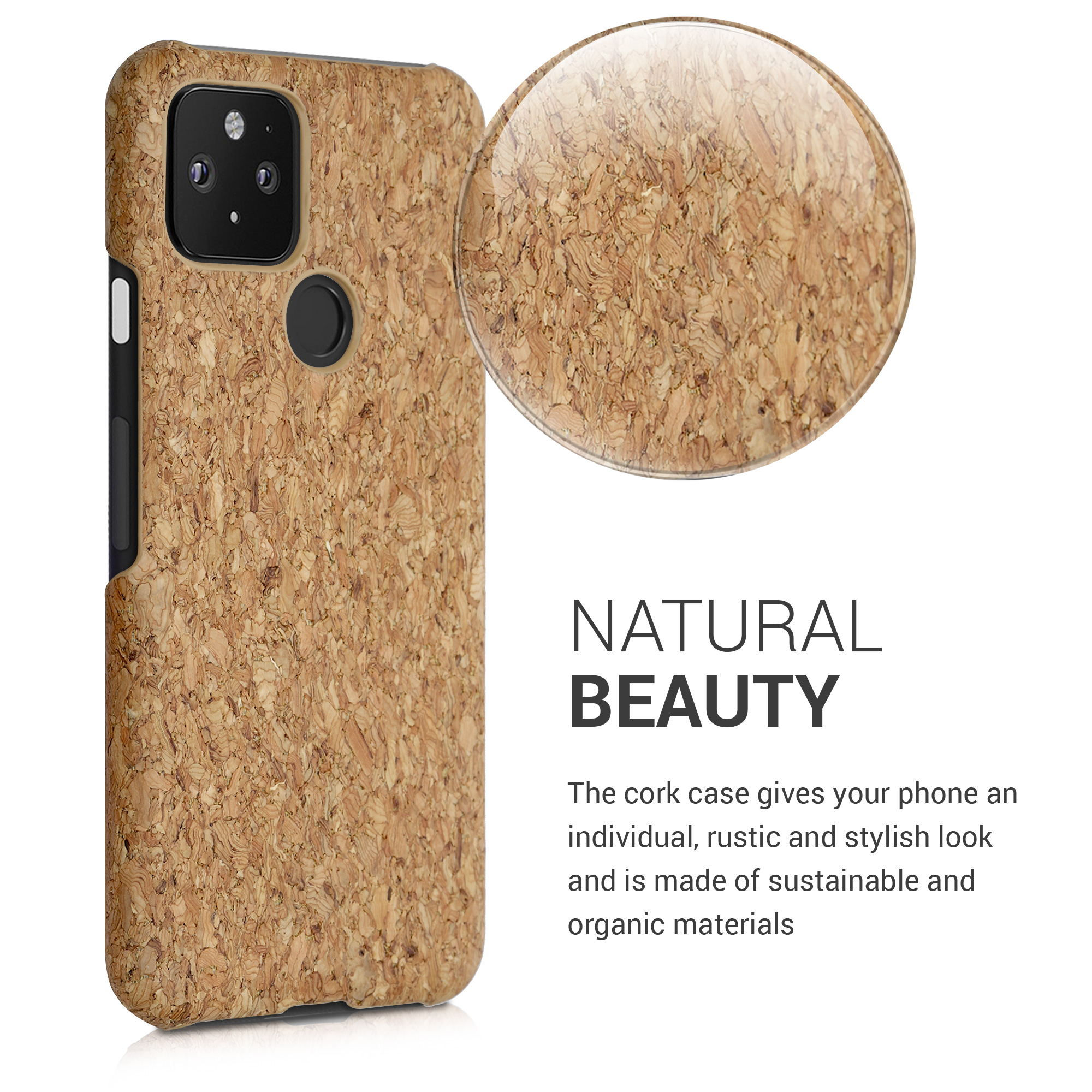 Korkový kryt pro Google Pixel 5 kwmobile ‑ světle hnědá