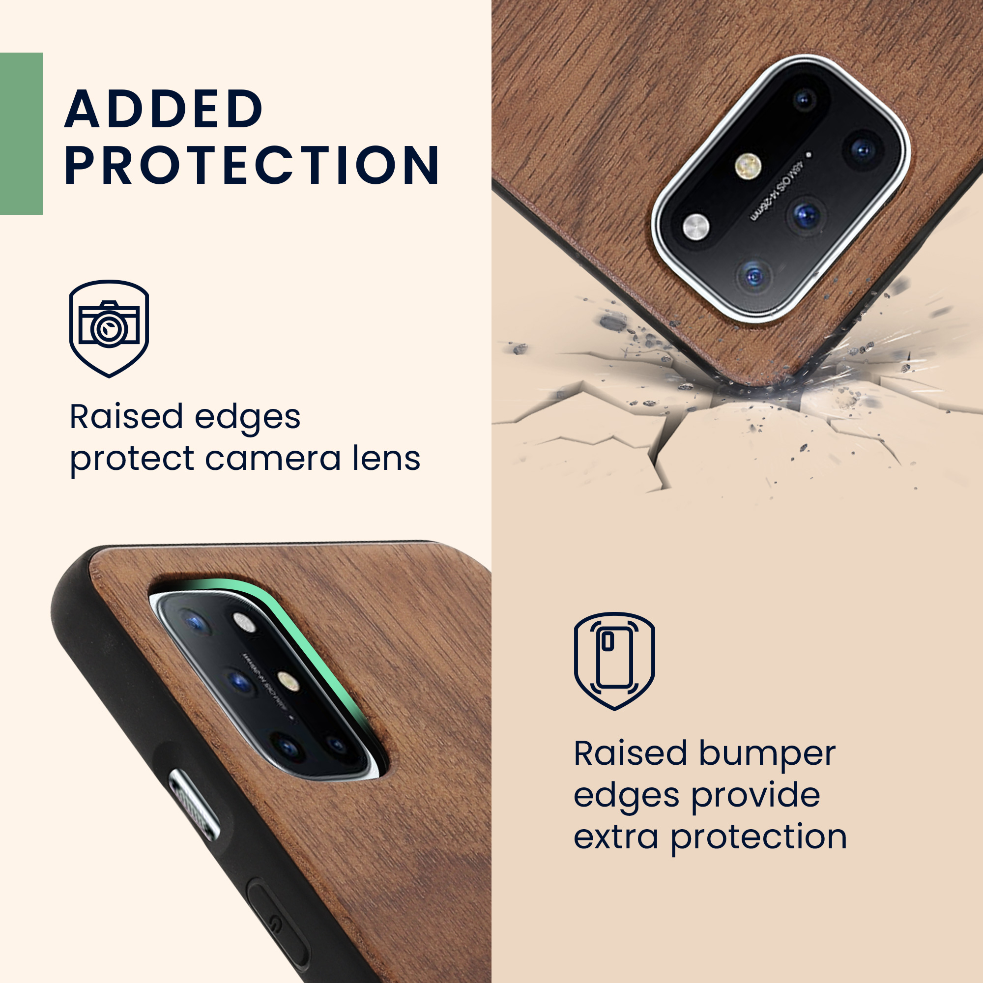 Dřevěný kryt na mobil OnePlus 8T kwmobile TPU rámeček tmavě hnědá