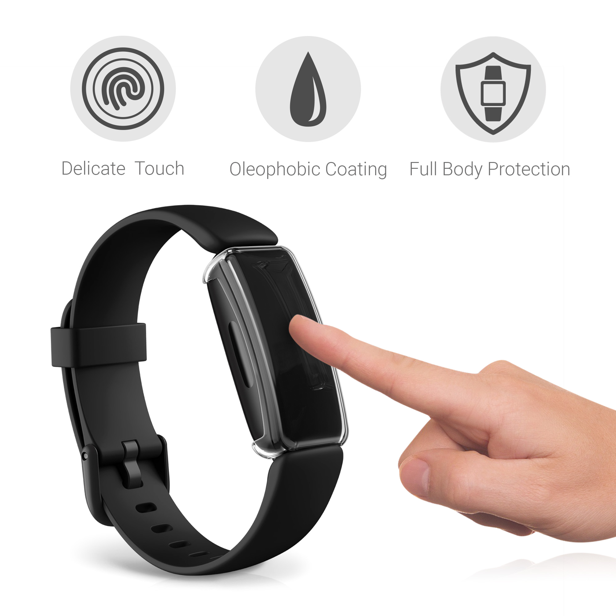 2x obal s ochranným sklem pro Fitbit Inspire 3 / Inspire 2 / Ace 3 kwmobile silikonové - transparentní
