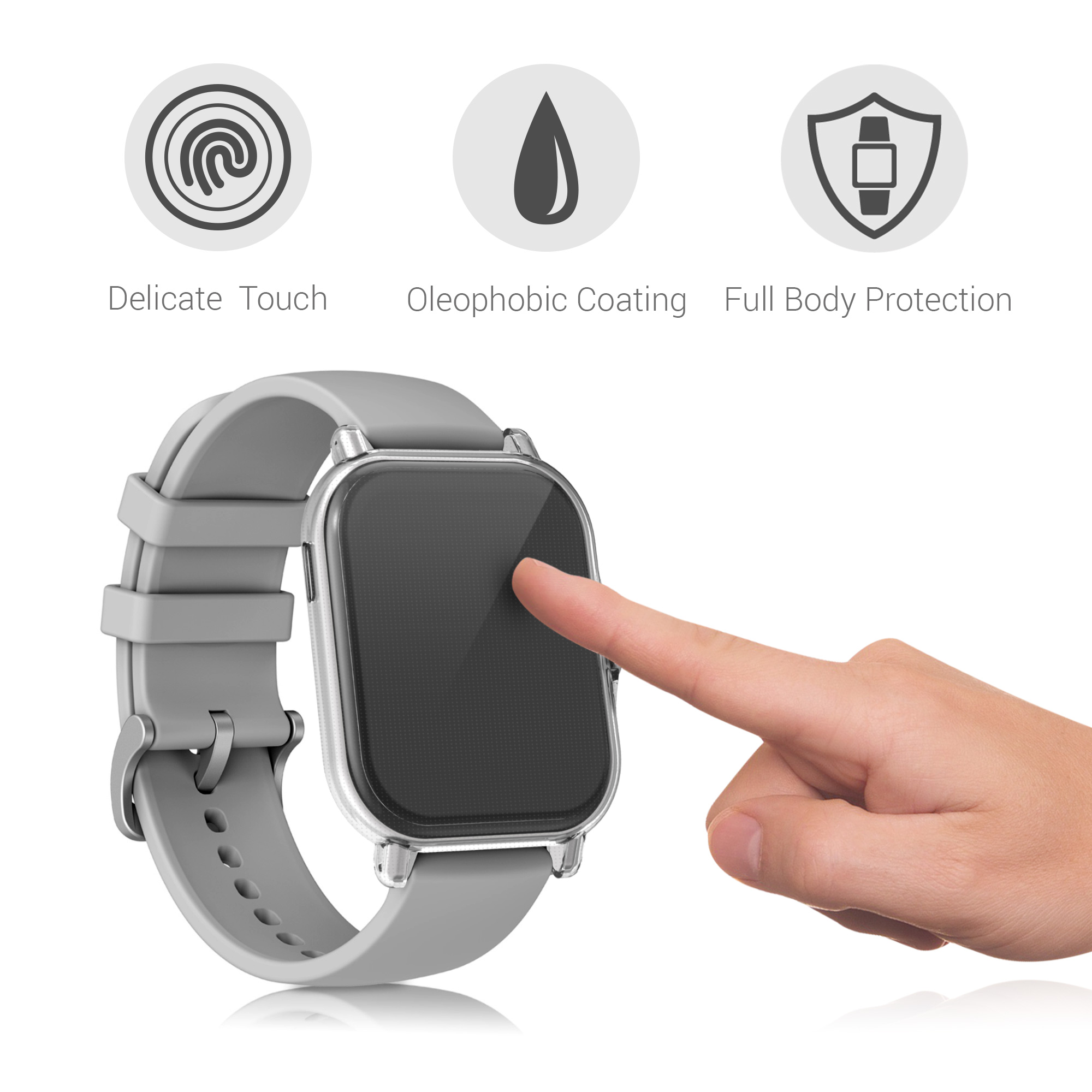 Sada 2 krytů s ochranou displeje pro Huami Amazfit GTS 3 / GTS 2 / GTS 2e kwmobile - černá a transparentní
