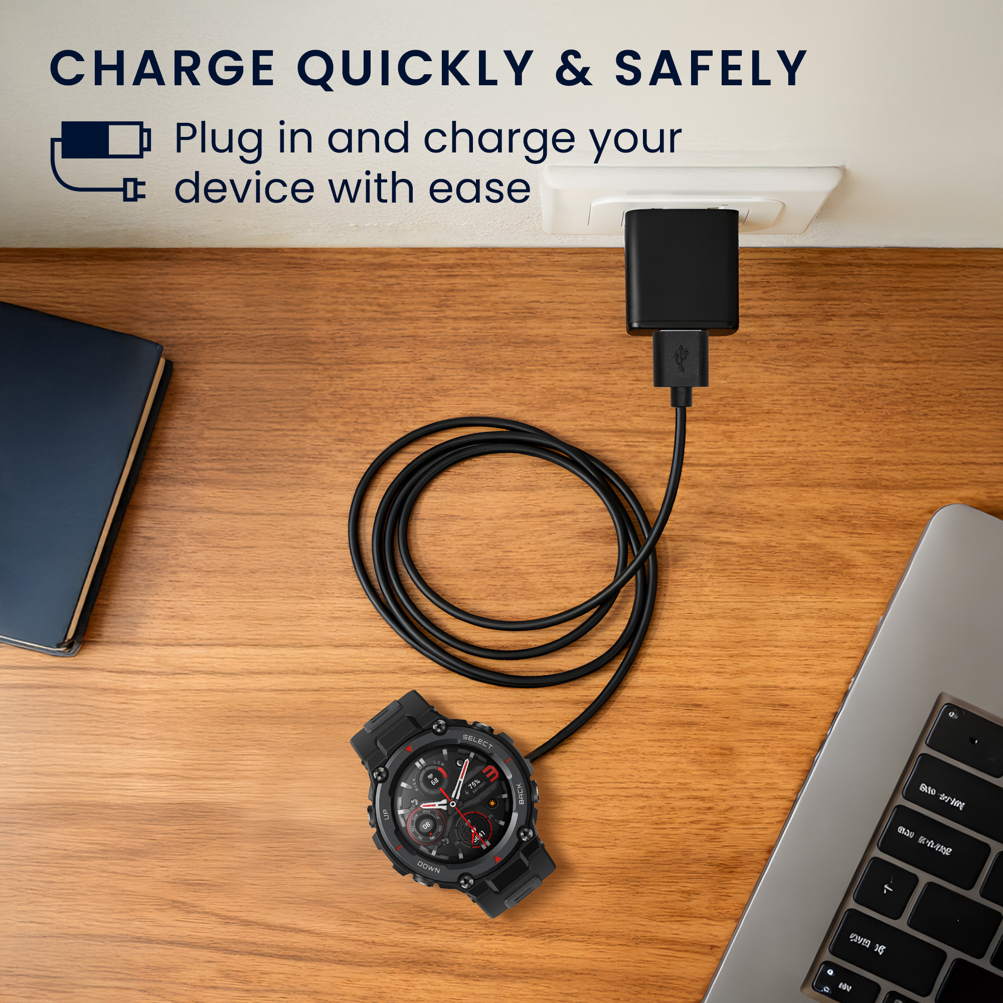 Nabíjecí kabel pro Huami Amazfit T-Rex Pro / GTS2 / GTS 2e / GTS2 Mini / GTR 2 kwmobile - černá 