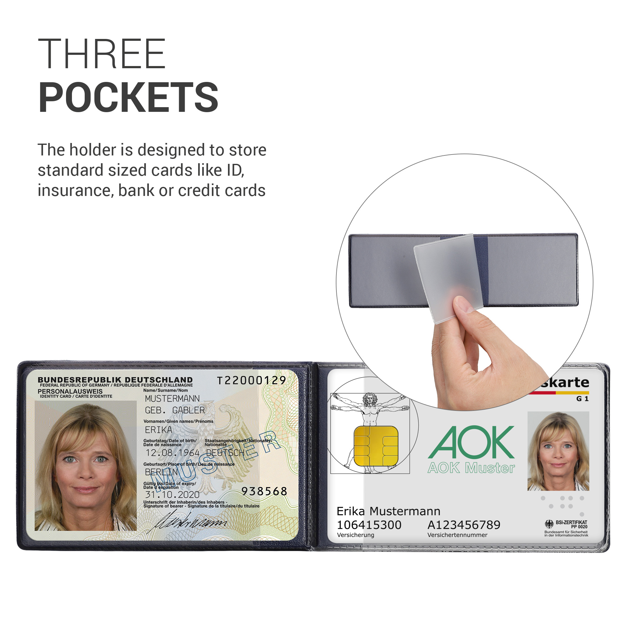 Pouzdro na doklady kwmobile pro Credit, Personal Identification and D… - tmavě modrá