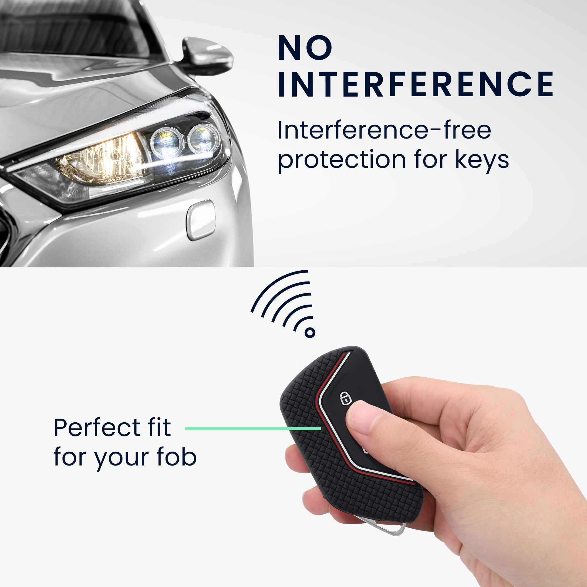 Pouzdro na klíč od auta kwmobile pro VW Golf 8, ID.3/ID.4/ID.5/ID.7, Seat/Škoda/Cupra - černá / červená / bílá