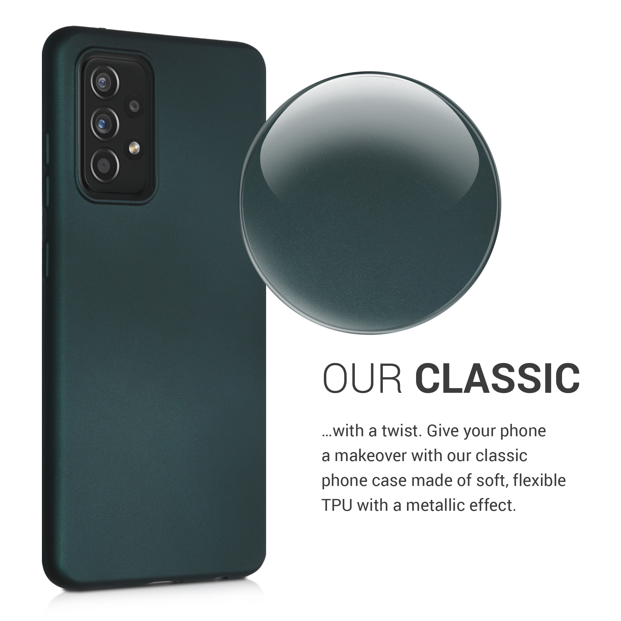 Kryt na mobil Samsung Galaxy A52 / A52 5G / A52s 5G kwmobile TPU metalický Metalická petrolejová