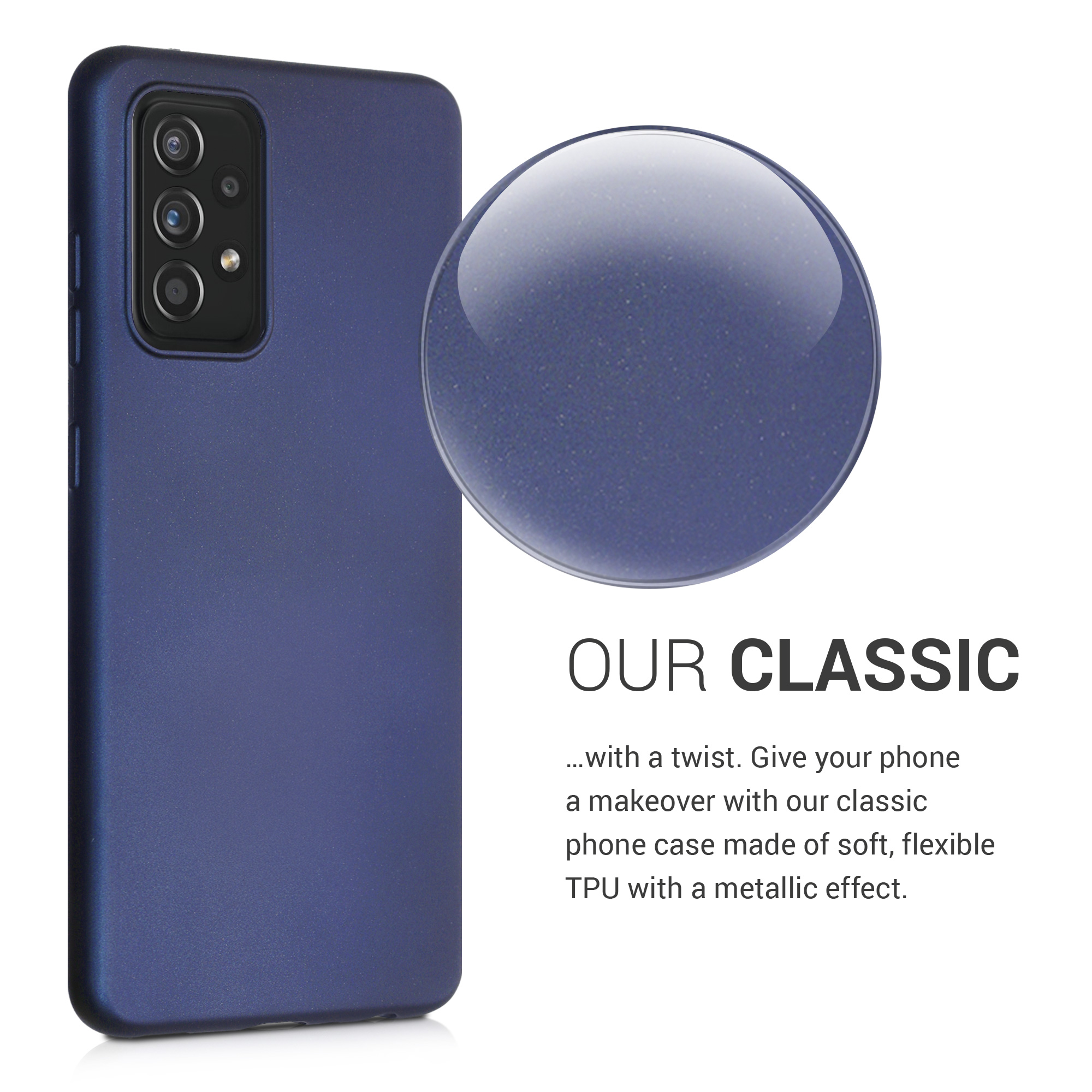 Kryt na mobil Samsung Galaxy A52 / A52 5G / A52s 5G kwmobile TPU metalický Metalická modrá