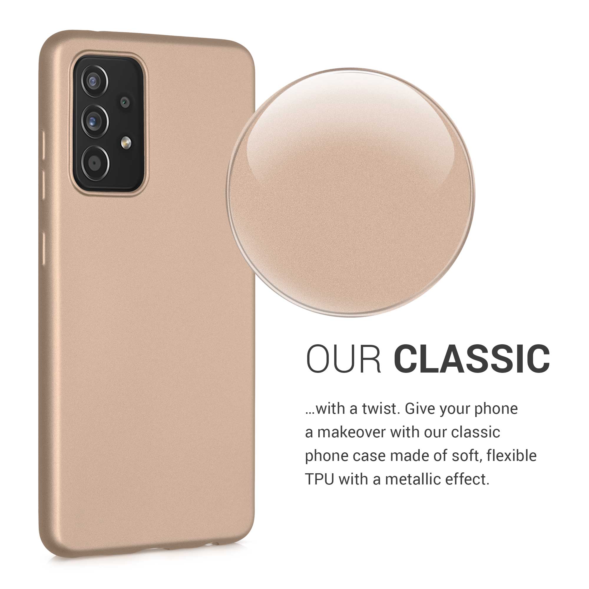 Kryt na mobil Samsung Galaxy A52 / A52 5G / A52s 5G kwmobile TPU metalický Metalická zlatá
