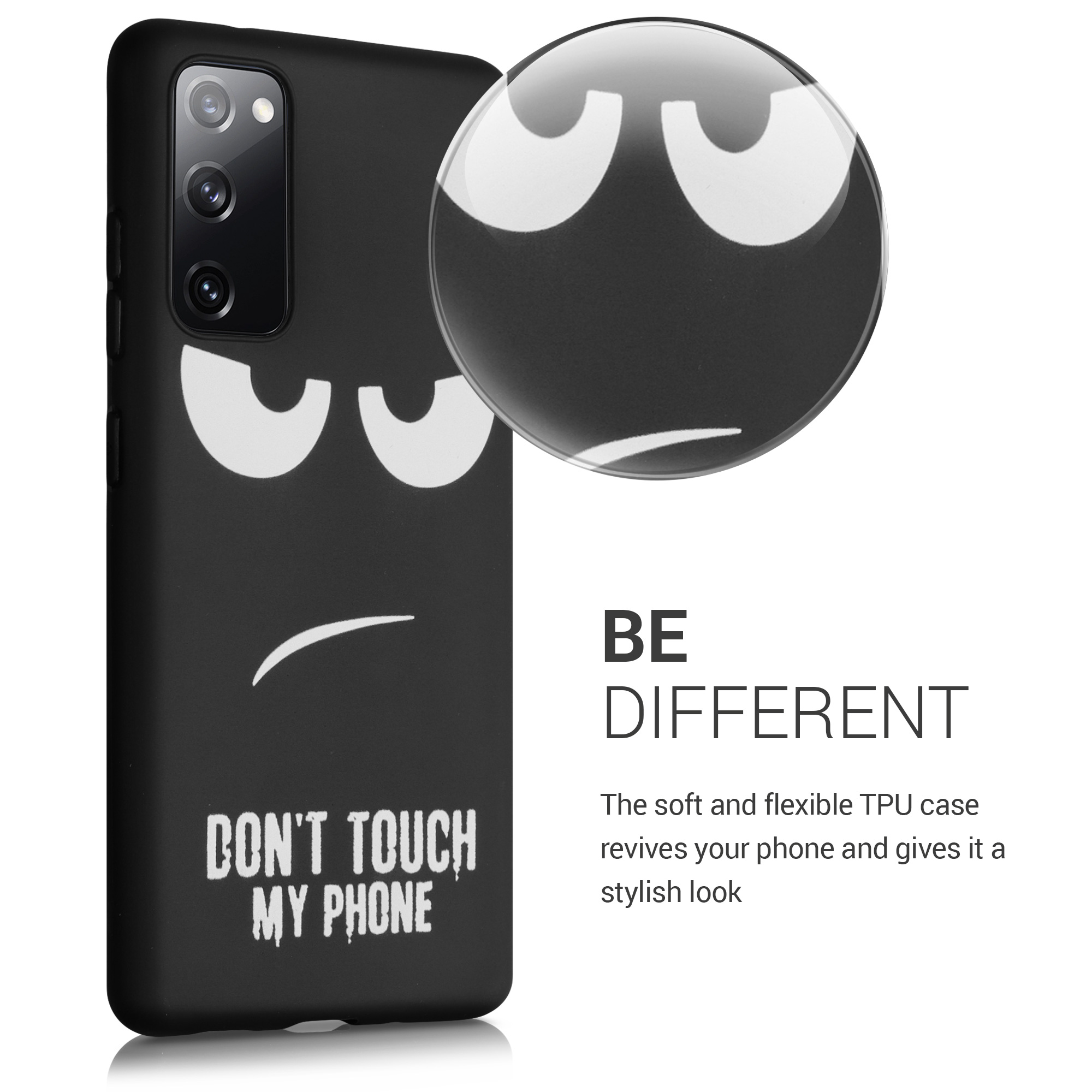 Kryt na mobil Samsung Galaxy S20 FE kwmobile Motiv Don't Touch My Phone bílo-černý