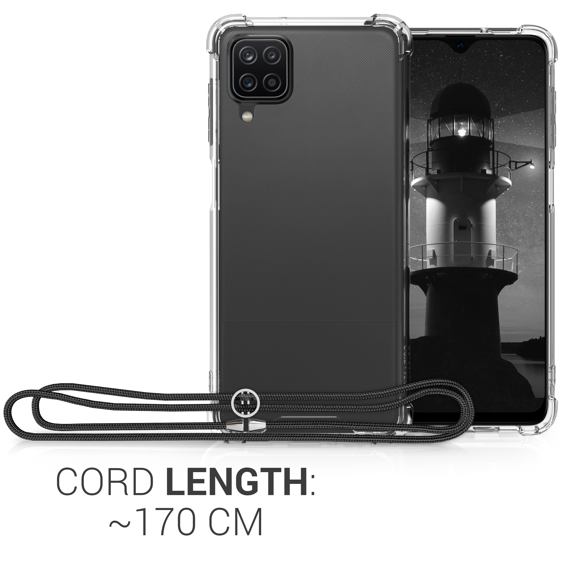Crossbody kryt na mobil Samsung Galaxy A12 Case kwmobile černo-transparentní