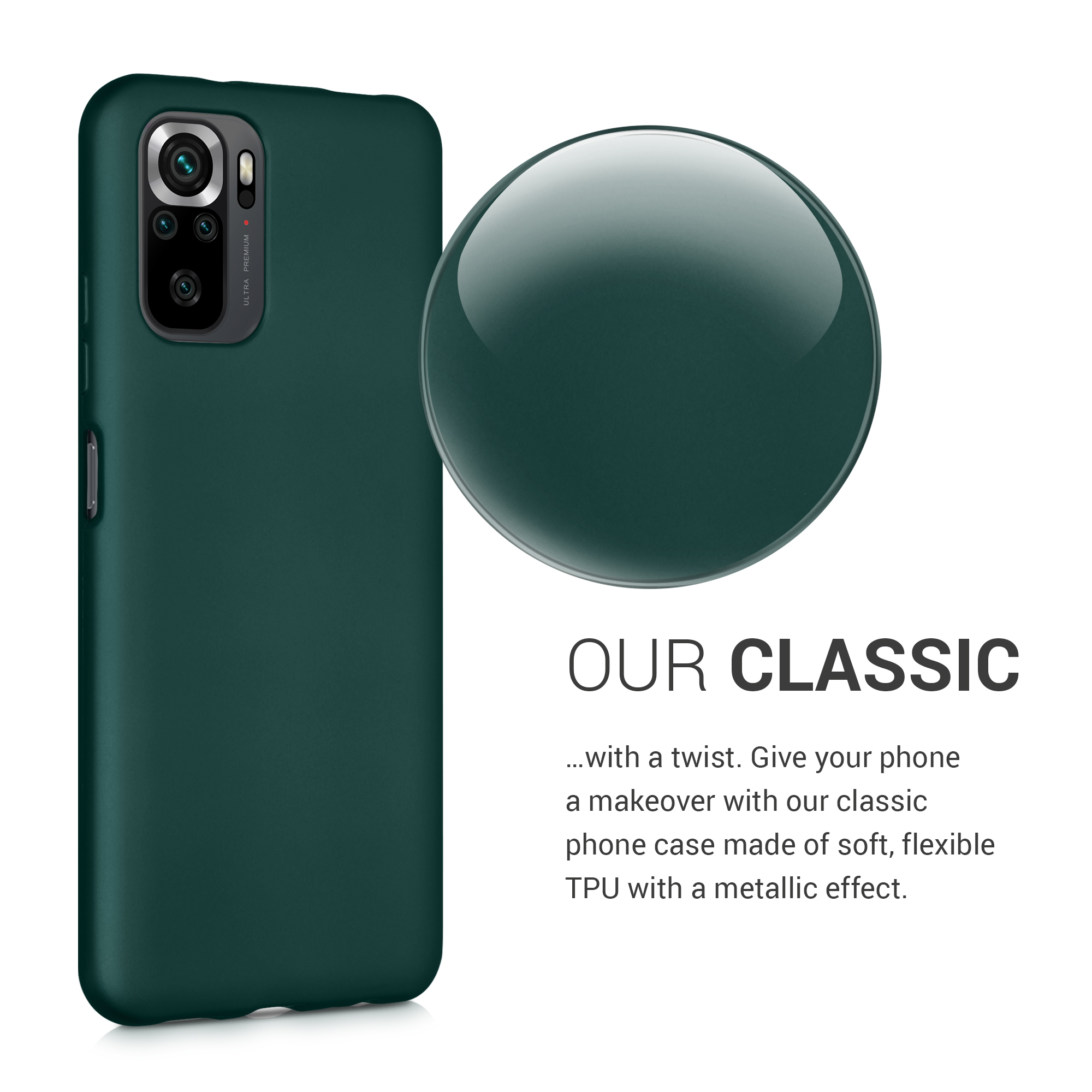 Kryt Xiaomi Redmi Note 10 metalický TPU metalická modrozelená kwmobile