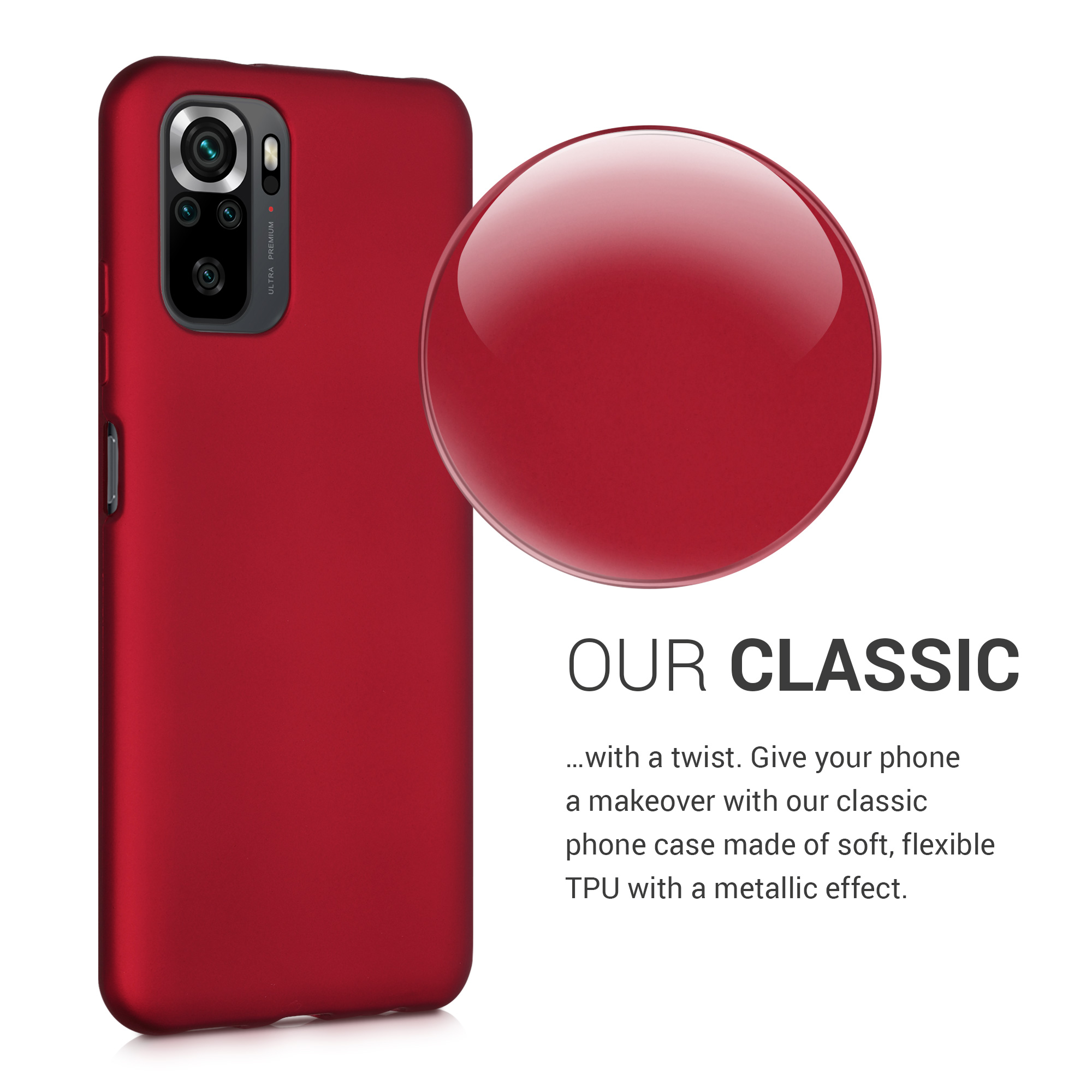 Kryt Xiaomi Redmi Note 10 metalický TPU červená kwmobile