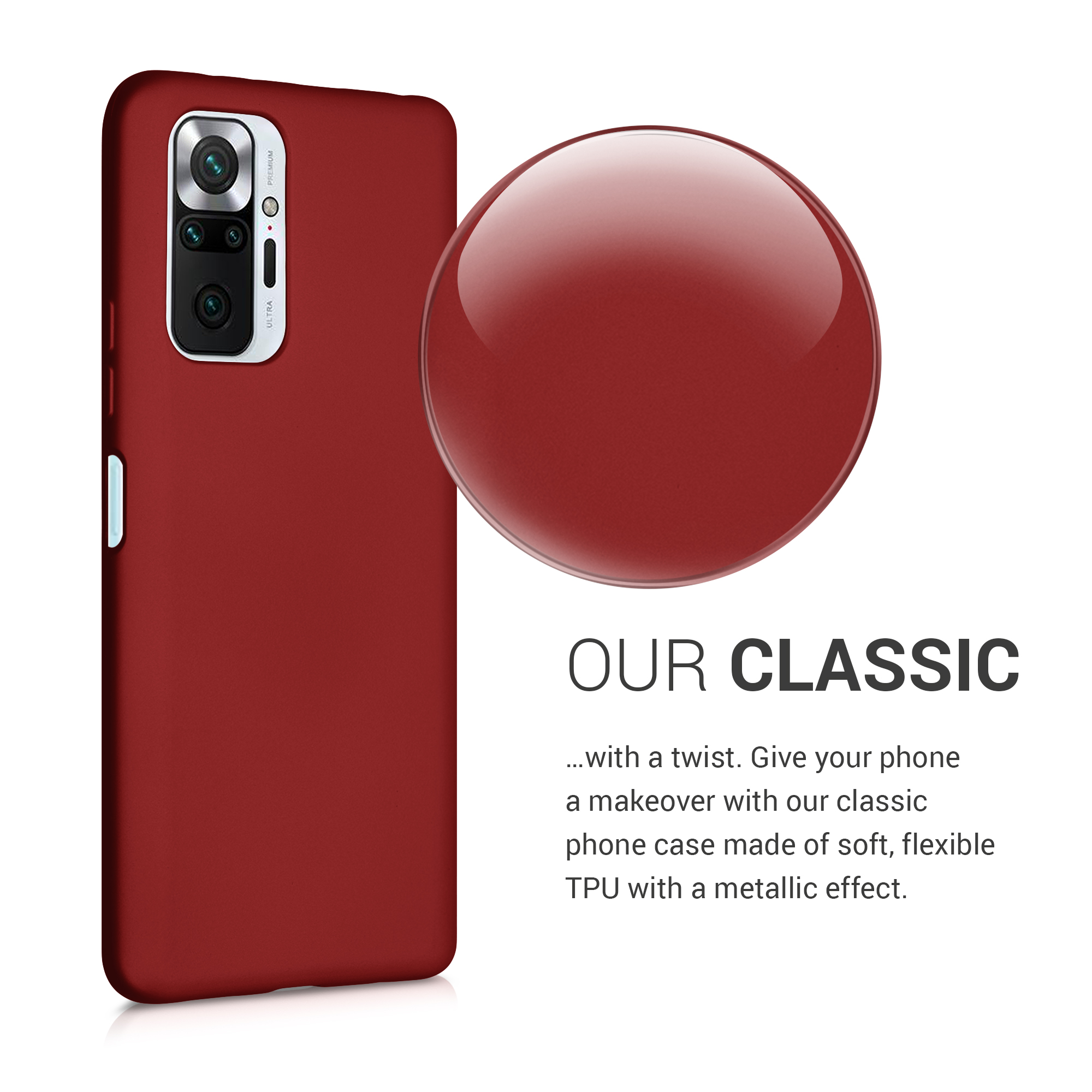 Kryt Xiaomi Redmi Note 10 Pro metalický TPU červená kwmobile