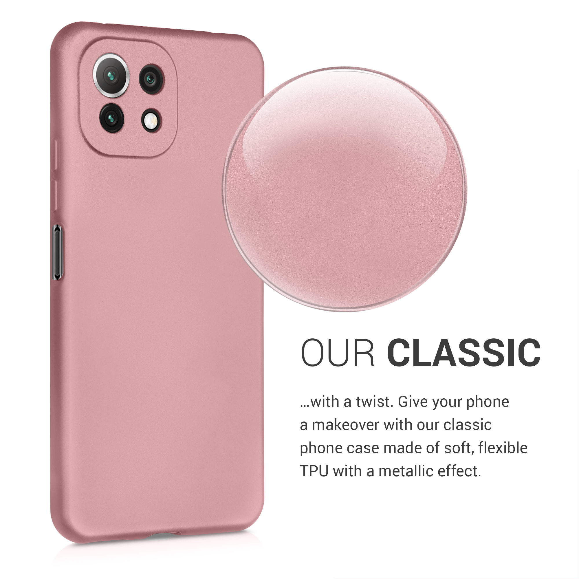 Metalický kryt na mobil Xiaomi 11 Lite NE metalicky růžové zlato