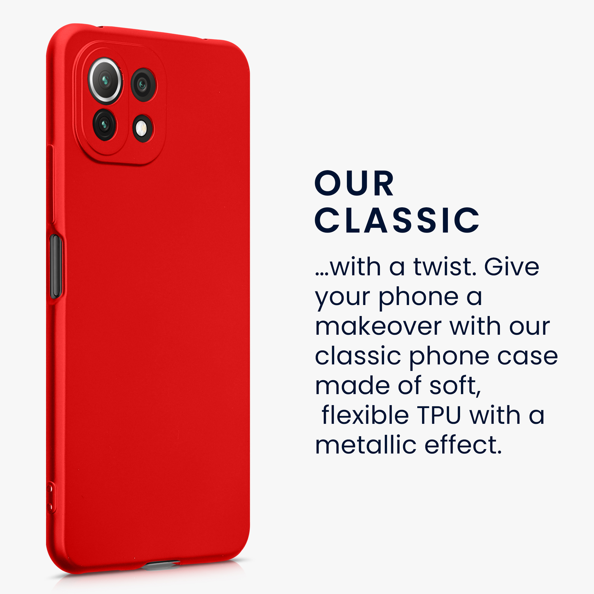 Metalický kryt na mobil Xiaomi 11 Lite NE metalicky tmavě červený