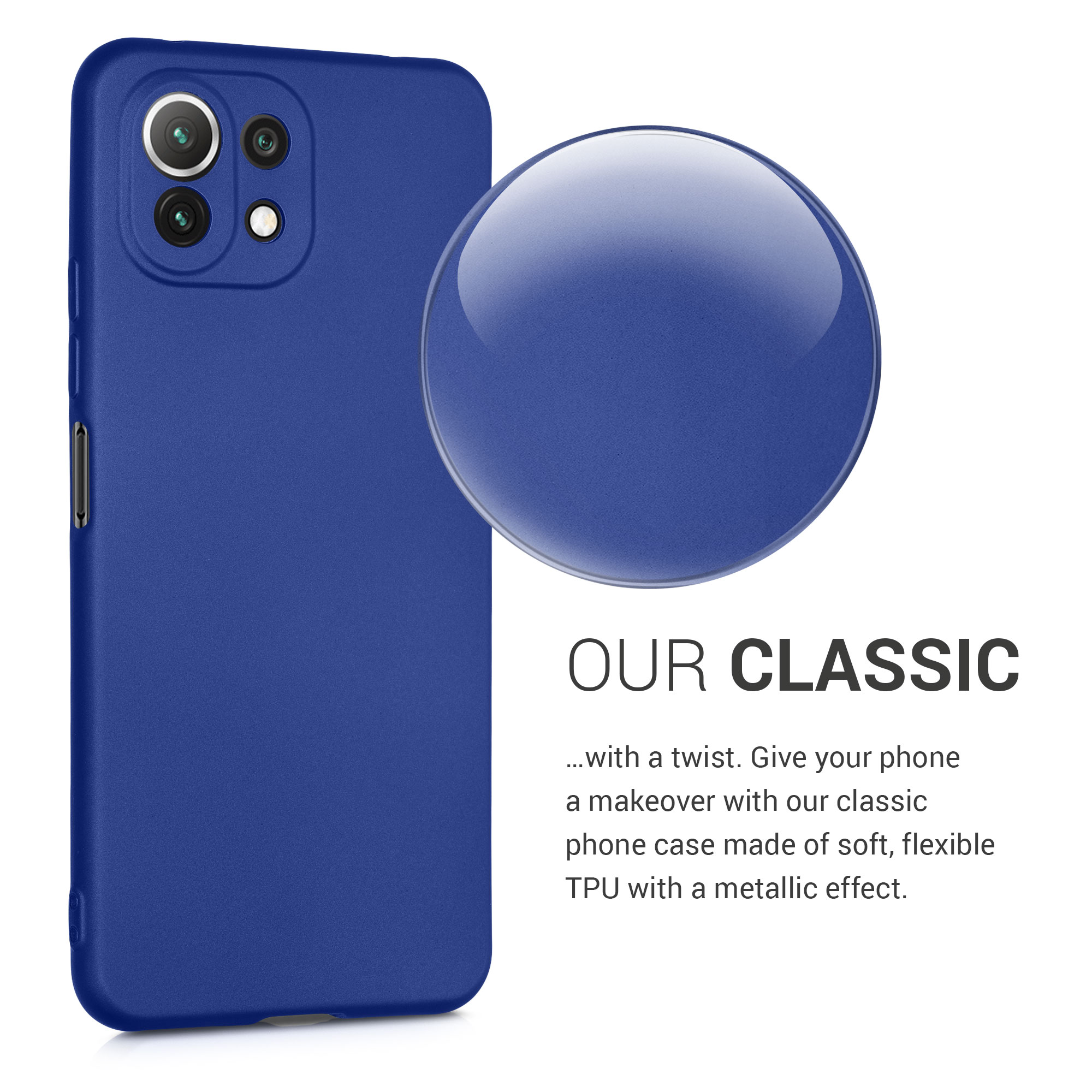 Metalický kryt na mobil Xiaomi 11 Lite NE kwmobile metalicky modrý