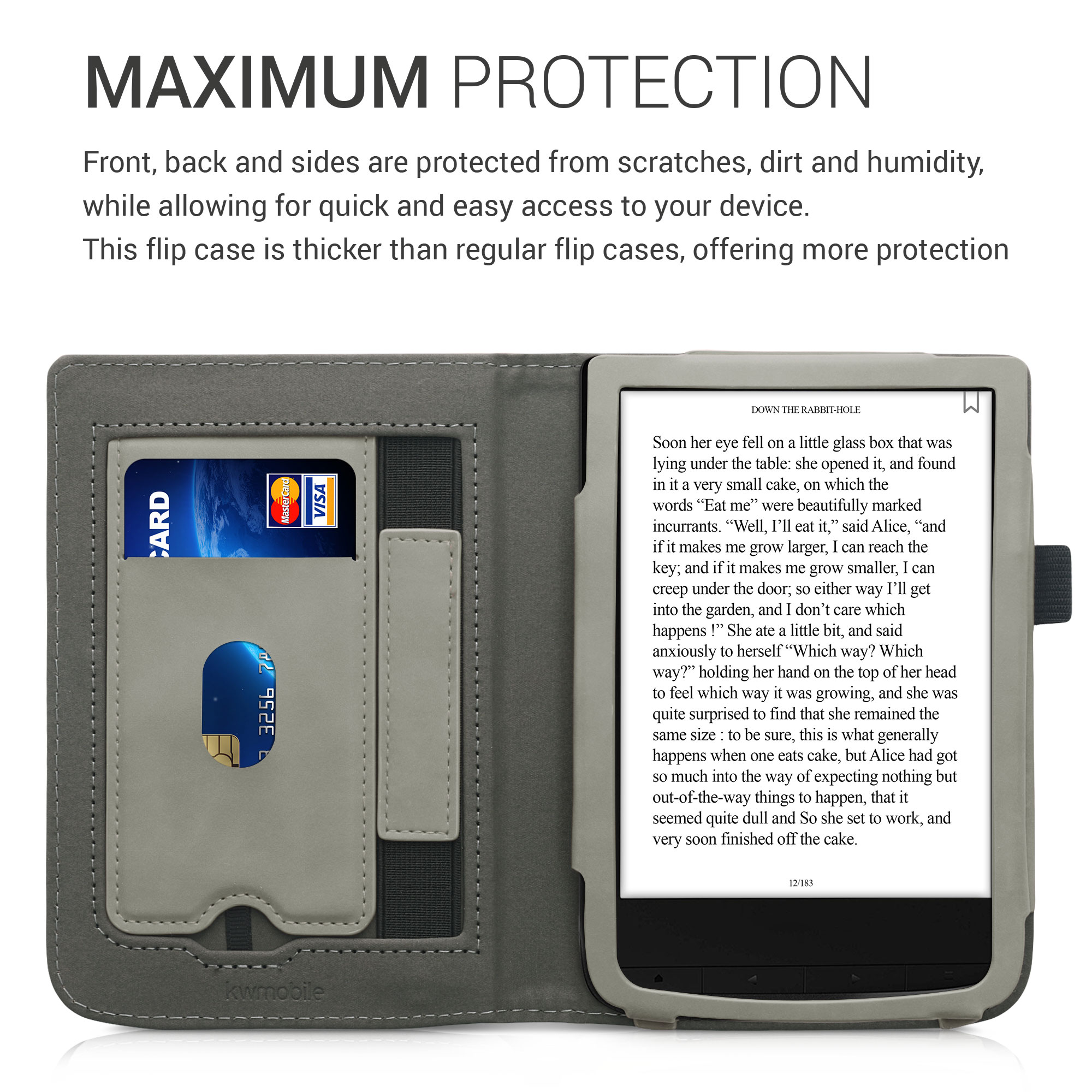 Pouzdro na čtečku Pocketbook Touch Lux 4/5/Touch HD 3/Color (2020)/ Vivlio Lux 5 kwmobile - šedá