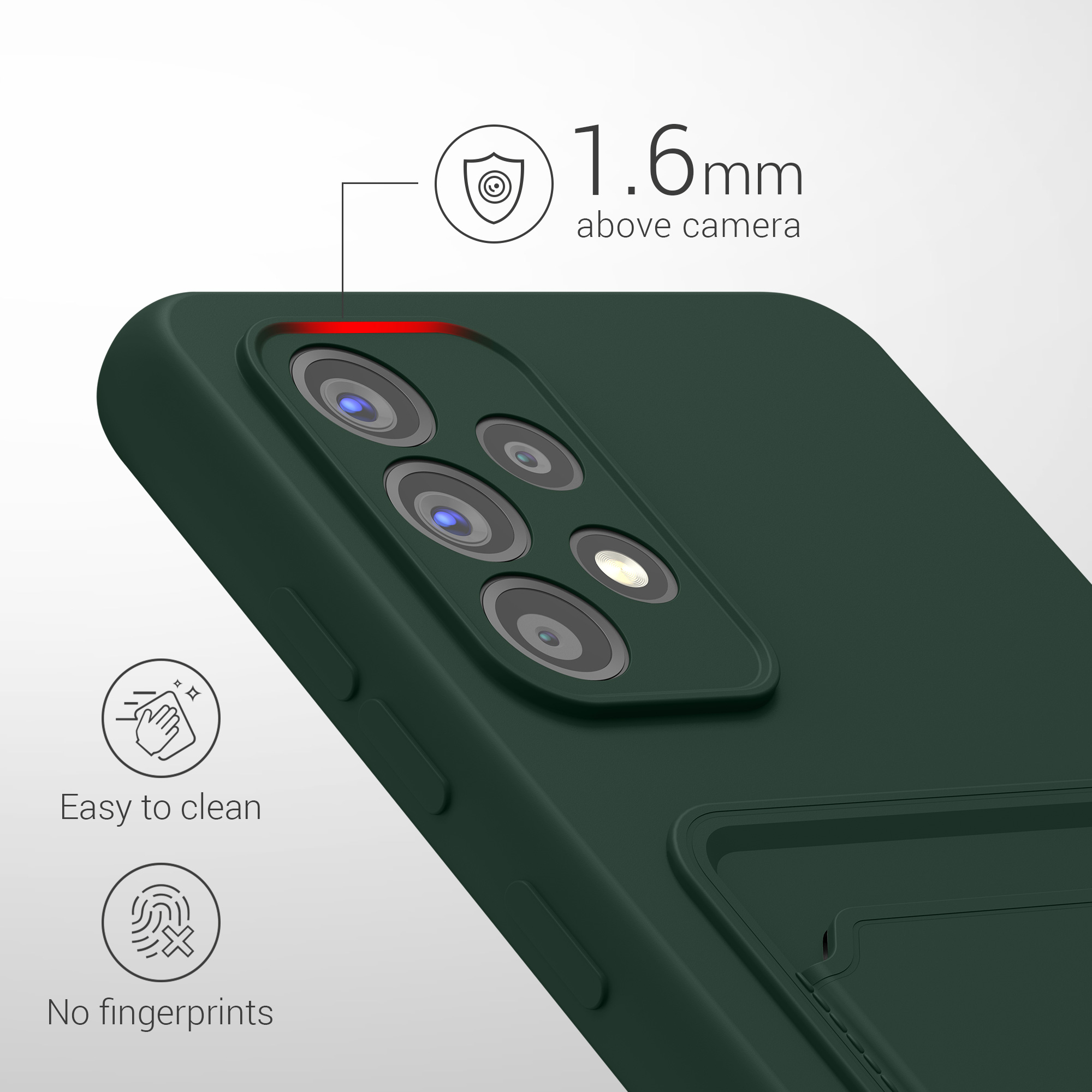 Kryt na mobil Samsung Galaxy A52 / A52 5G / A52s 5G kwmobile TPU s přihrádkou na kartu Tmavě zelená