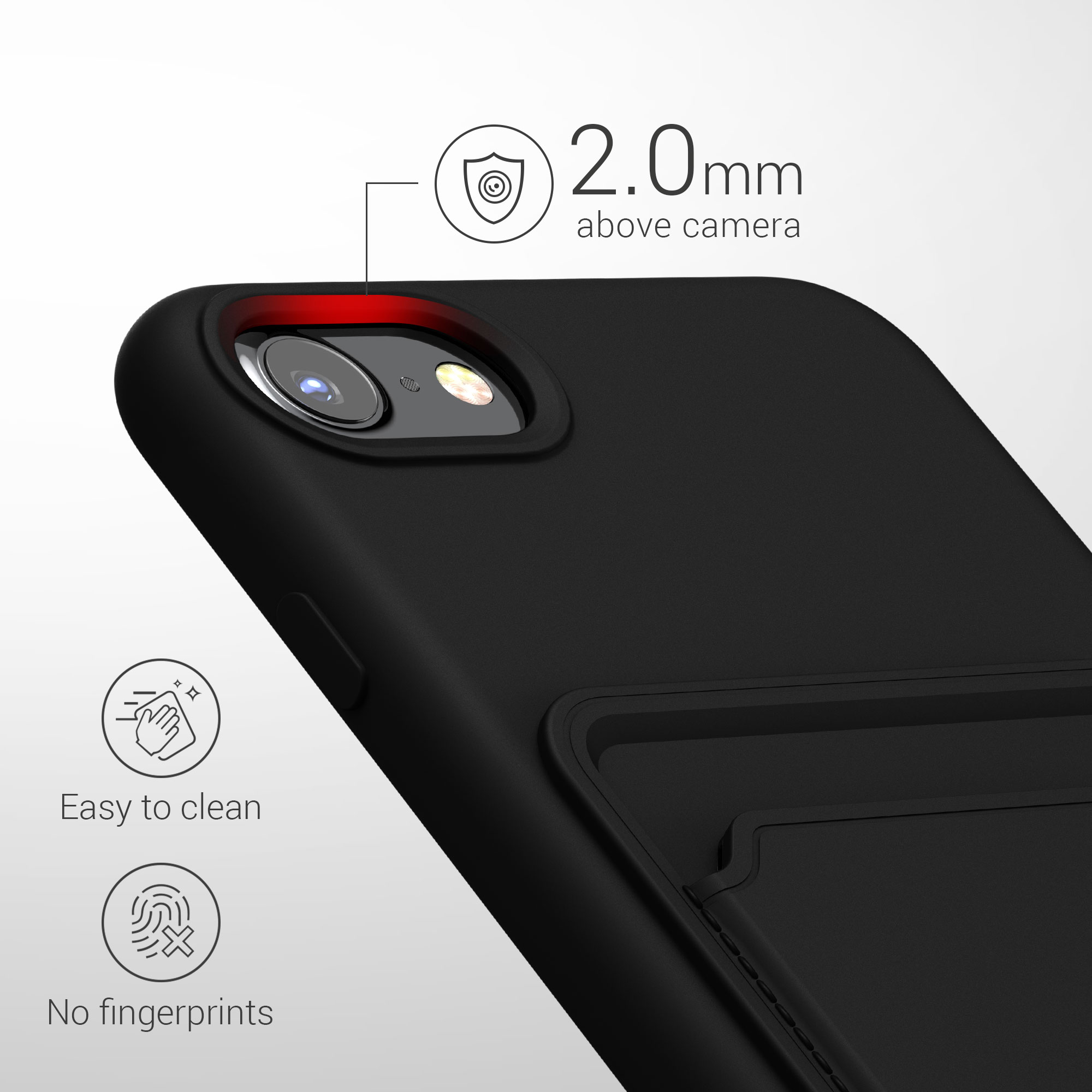 Kryt s držákem karty kwmobile pro iPhone SE 2022/2020/8/7 - černá