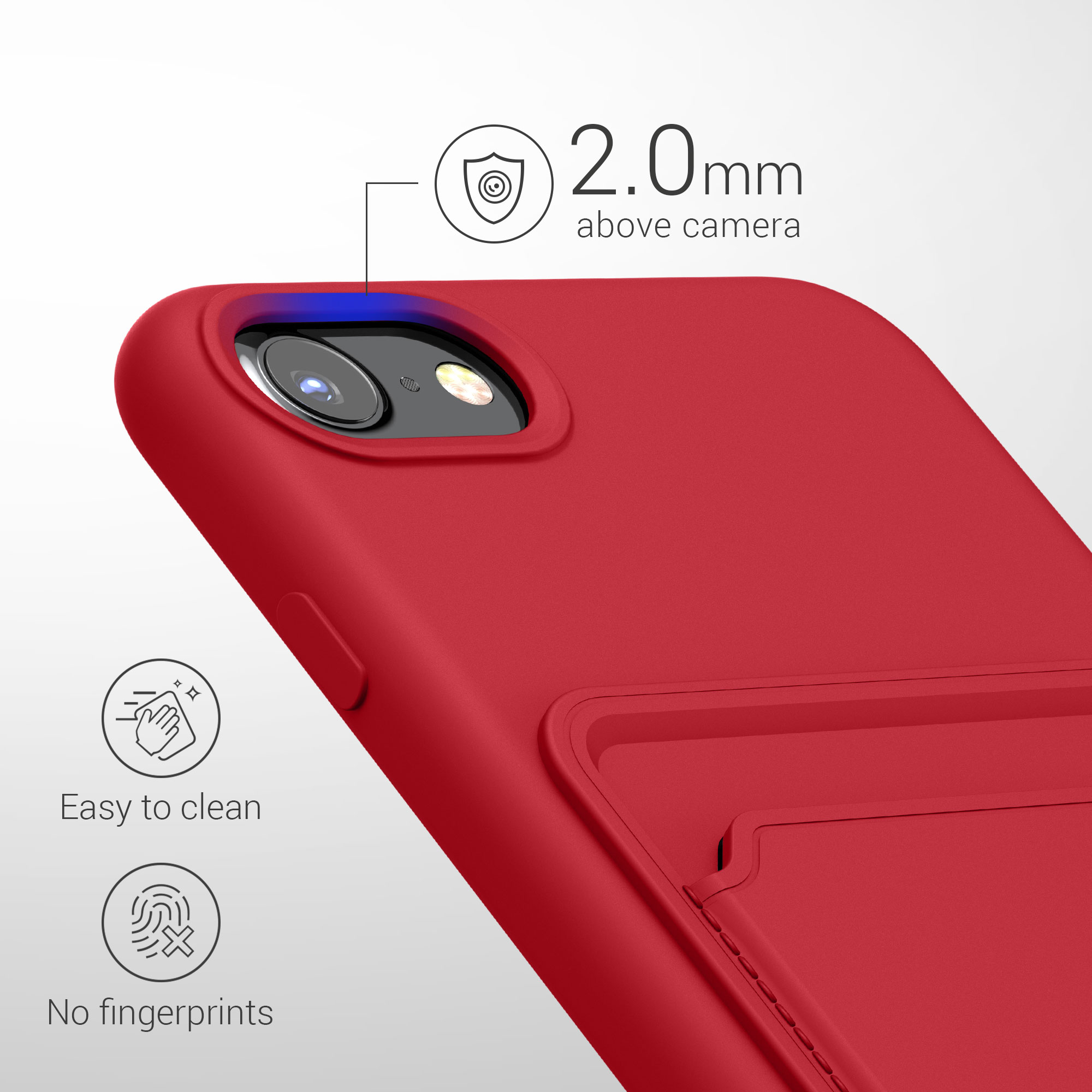 Kryt s držákem karty kwmobile pro iPhone SE 2022/2020/8/7 - červená