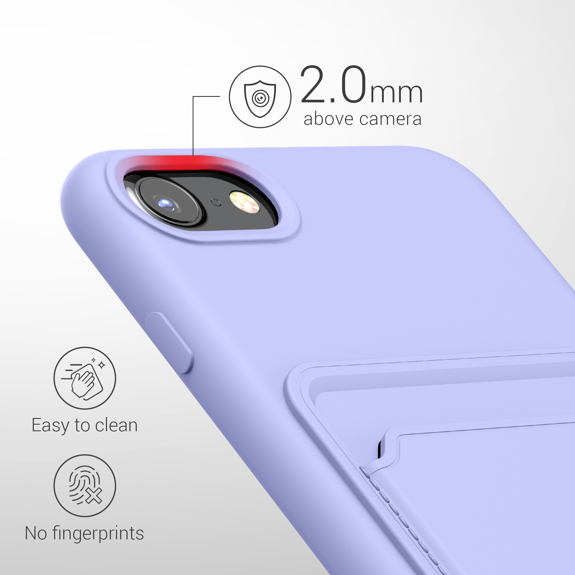TPU kryt pro Apple iPhone SE (2022) / SE (2020) / 8 / 7 s přihrádkou na kartu, nárazuvzdorný, pro bezdrátové nabíjení kwmobile ‑ levandulová