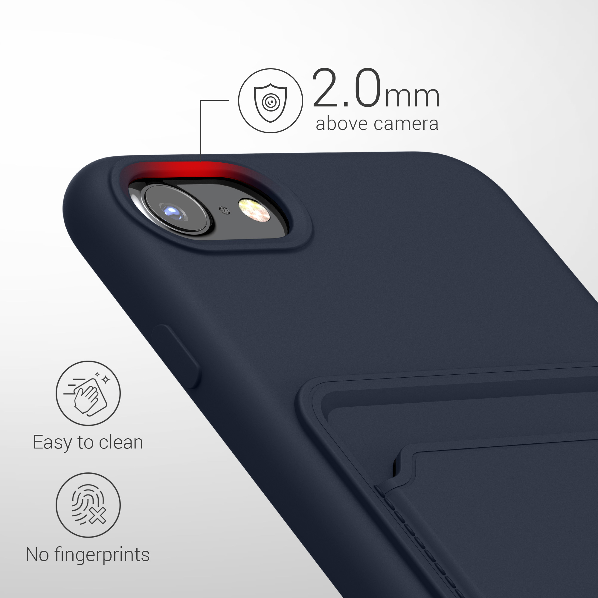 TPU kryt pro Apple iPhone SE (2022) / SE (2020) / 8 / 7 s přihrádkou na kartu, nárazuvzdorný, pro bezdrátové nabíjení kwmobile ‑ tmavě modrá