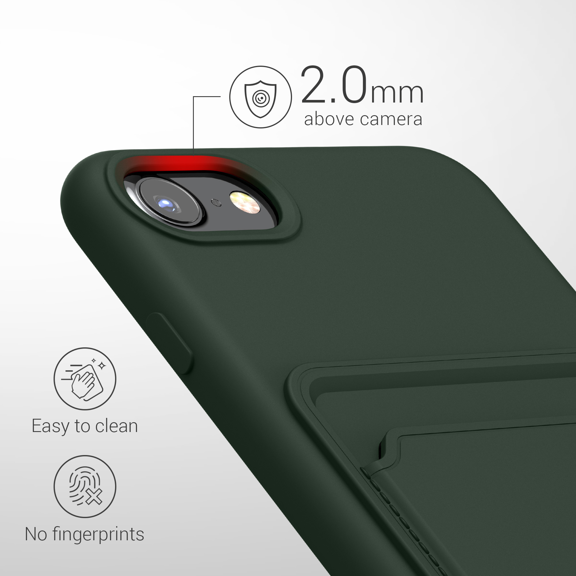Kryt s držákem karty kwmobile pro iPhone SE 2022/2020/8/7 - zelená